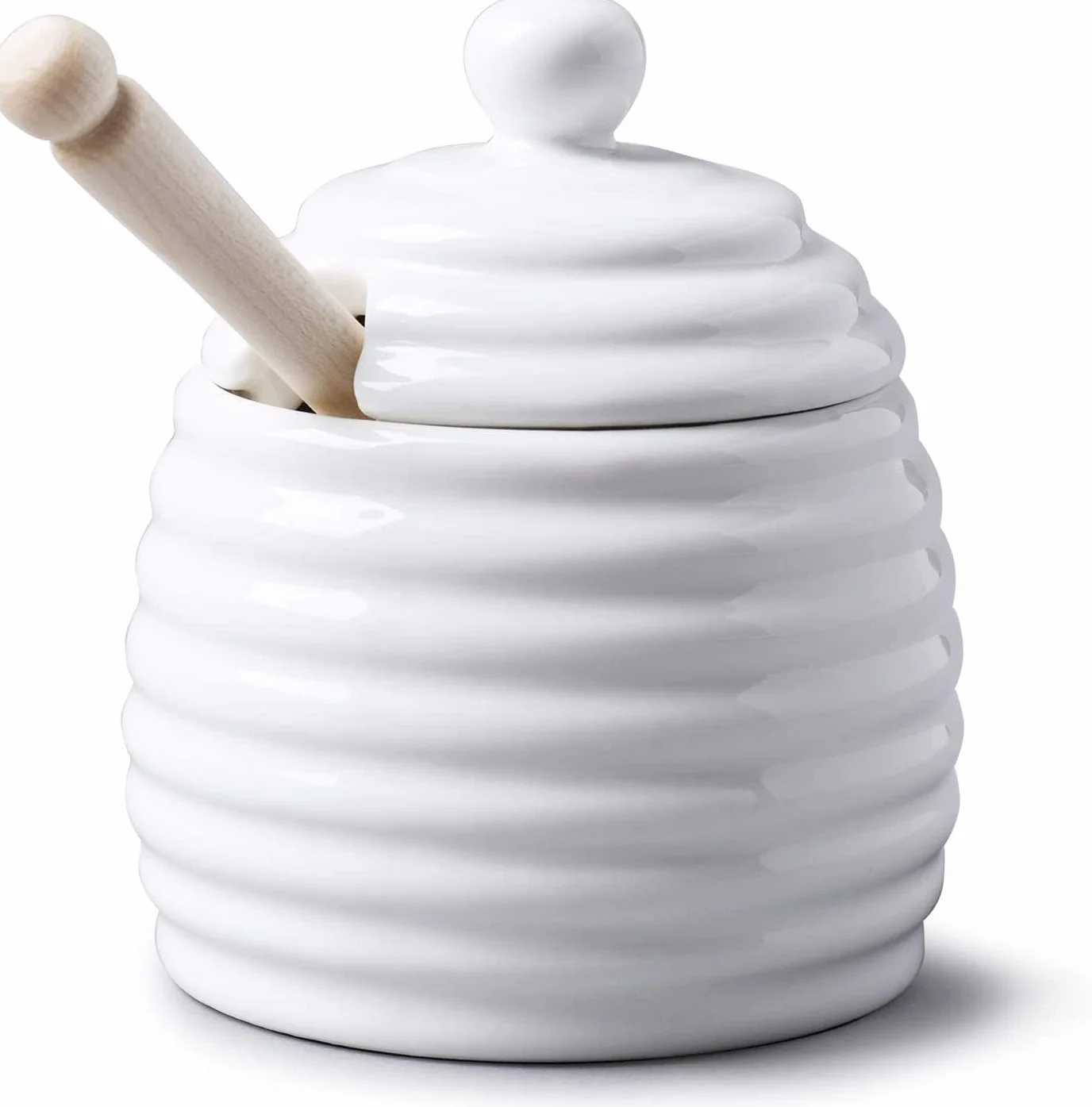 WM Bartleet & Sons 1750 T260 tradycyjna porcelana dzbanek na miód z drewna bukowego 11 cm – biały