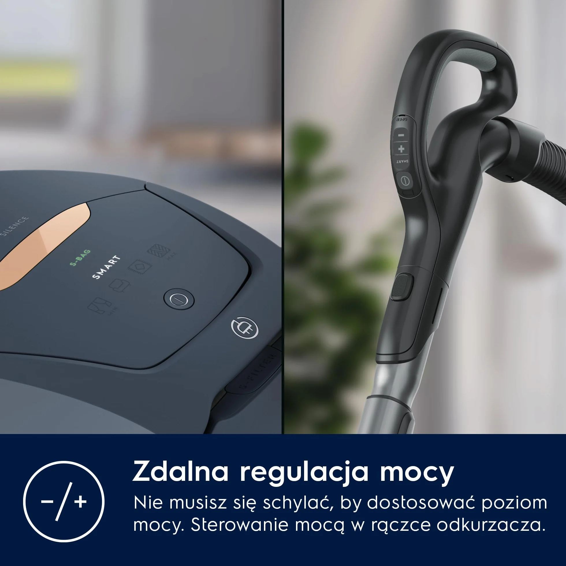 Electrolux Odkurzacz Workowy Pure D8 Silence PD82-8DB, Cicha praca 57dB, Moc 600 W, Automatyczna regulacja mocy, Zasięg 12 m, Szczotka do parkietów, Ssawka 3w1, Zmywalny filtr Hygiene 12, Niebieski