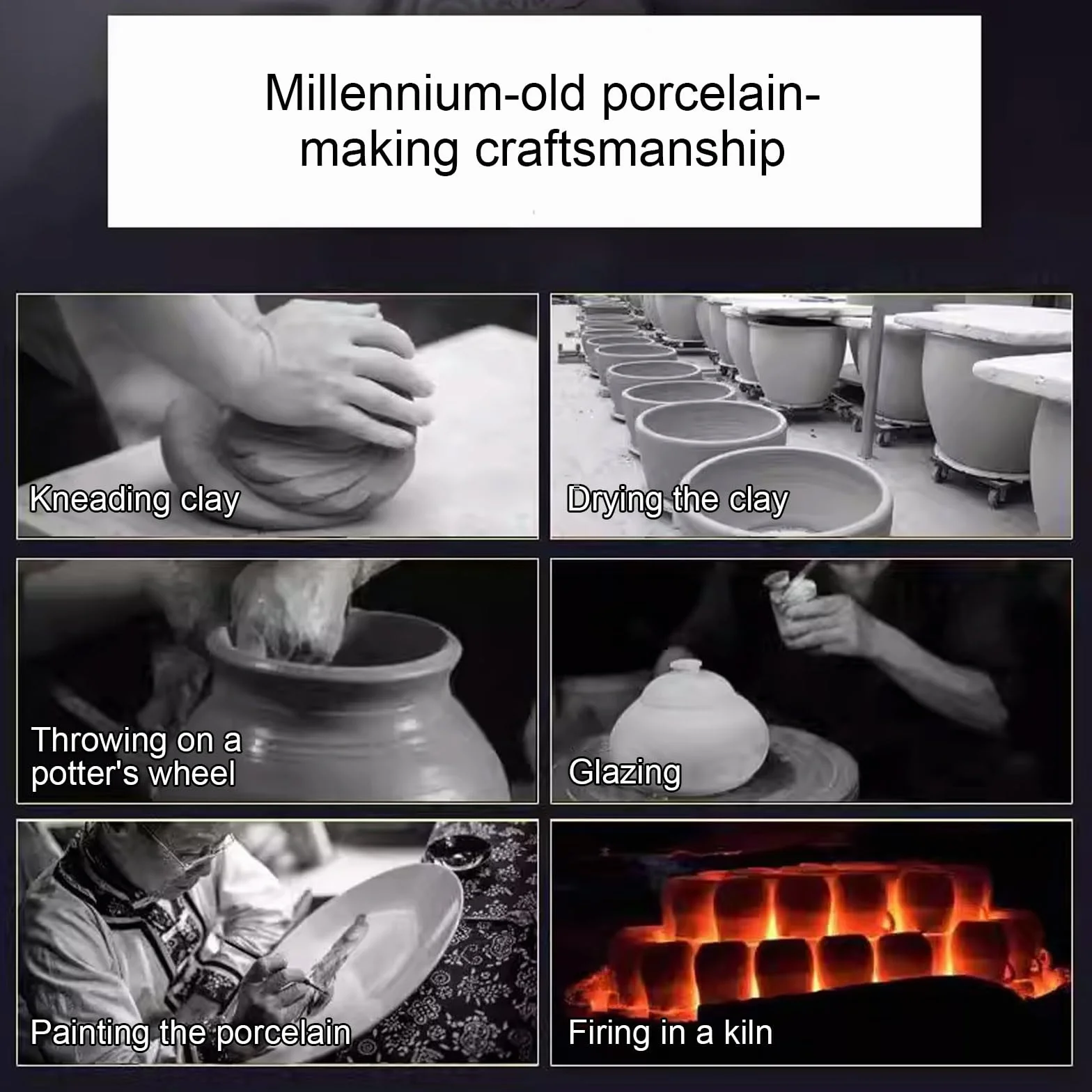 Generisch Ceramiczny pojemnik na zboża z hermetyczną pokrywką, duża pojemność, pojemniki na zapasy w stylu chinoiserii, do ryżu, mąki, płatków owsianych, kawy, brązowego cukru, herbaty, ciastek