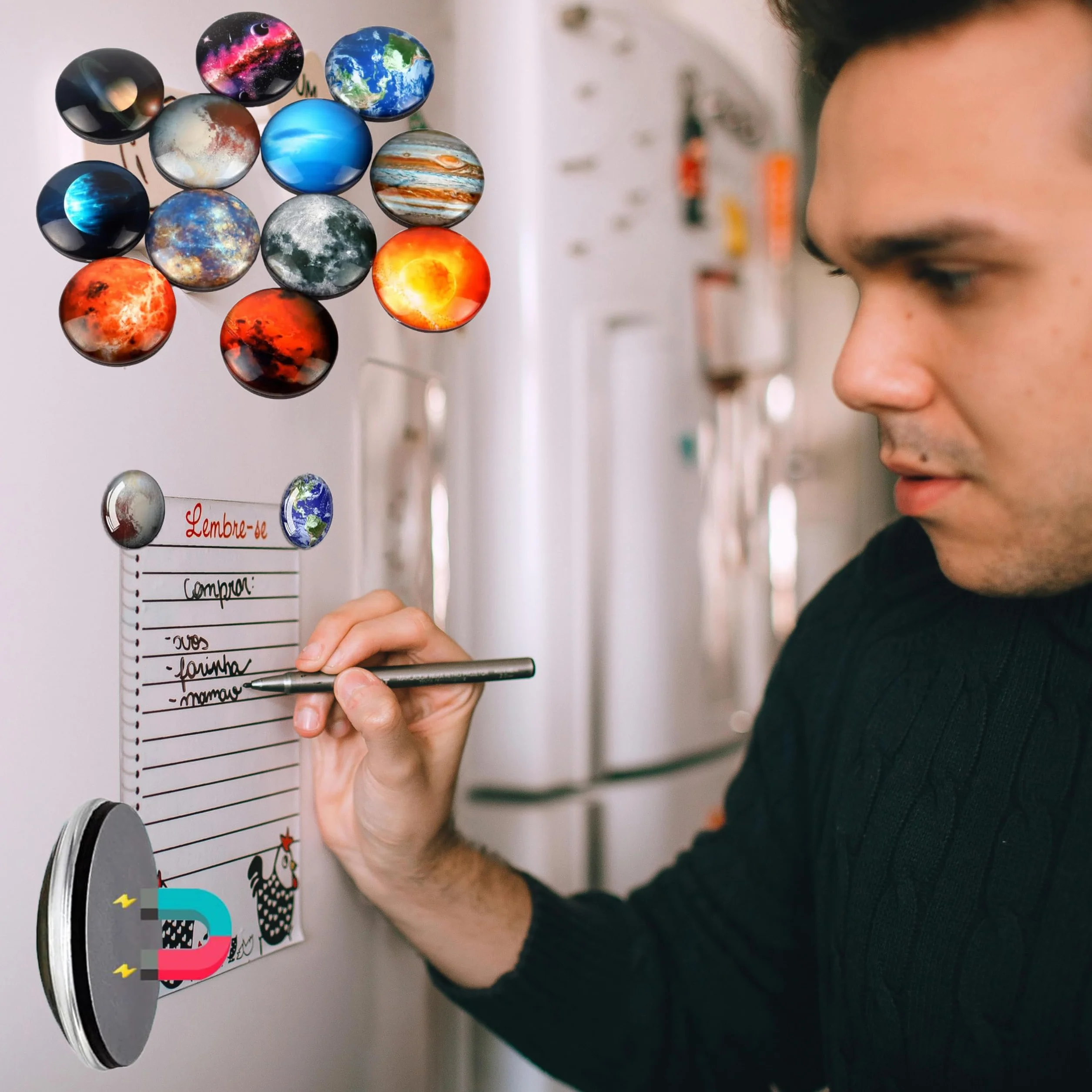 Kolorowe Magnesy na Lodówkę - 12 Sztuk Szklane, do Tablicy, Kuchni, na Prezent dla Dzieci i Dorosłych