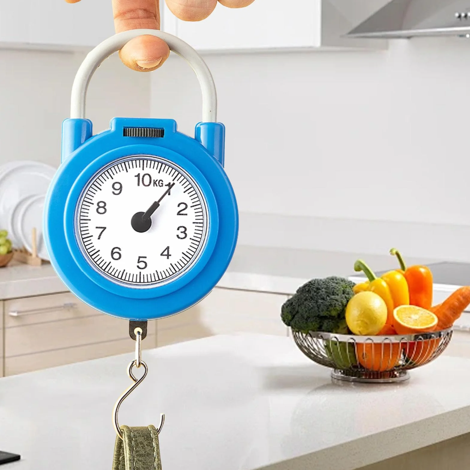 Waga Sprężynowa 10 kg Ręczna Waga Bagażowa z Hakiem BLUE