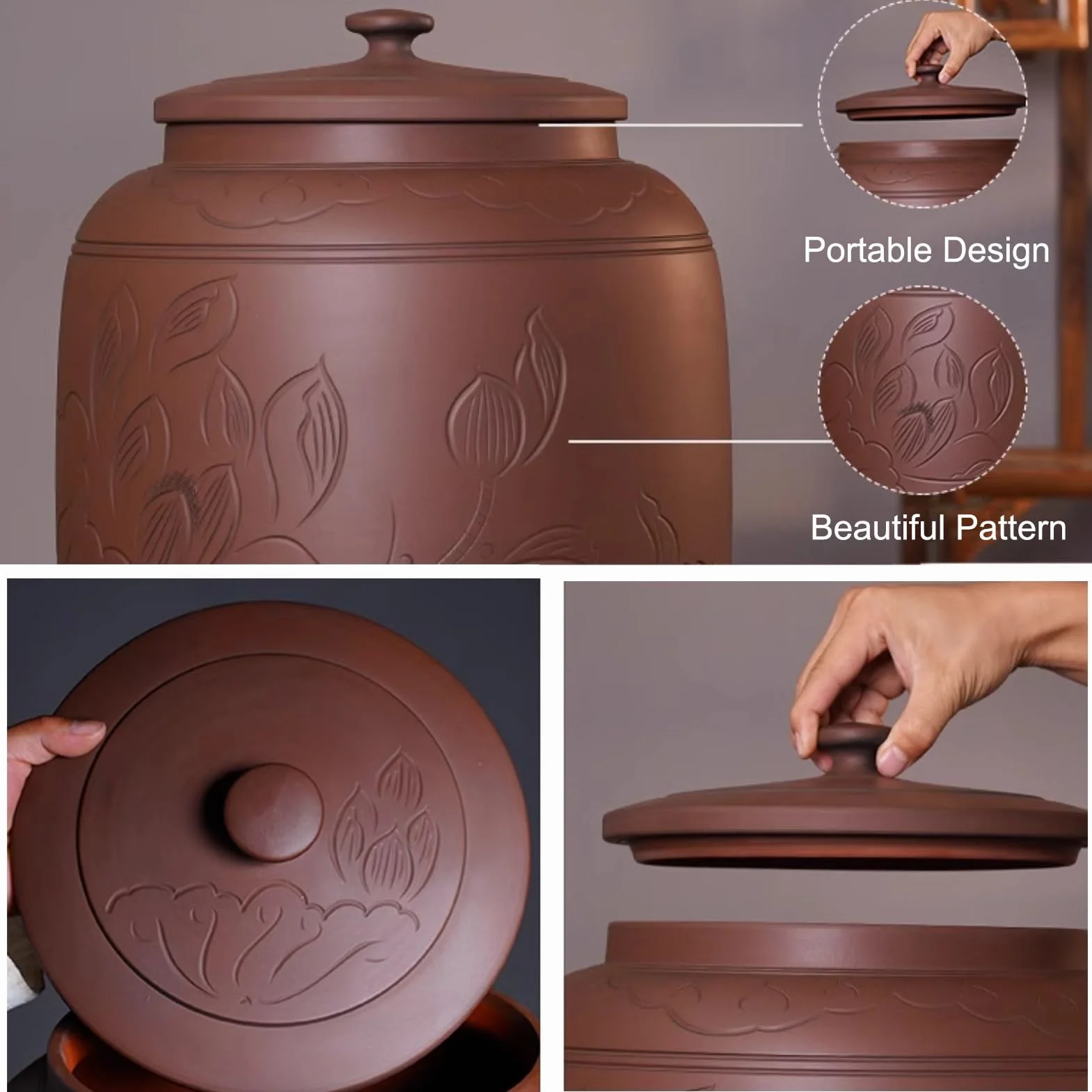 Ceramiczny zbiornik ryżu, Zamknięty ceramiczny słoik na ryż z pokrywką, dozownik ziarna na fasolę kukurydzę pszenica płatki owsiane 34x25cm(10kg)
