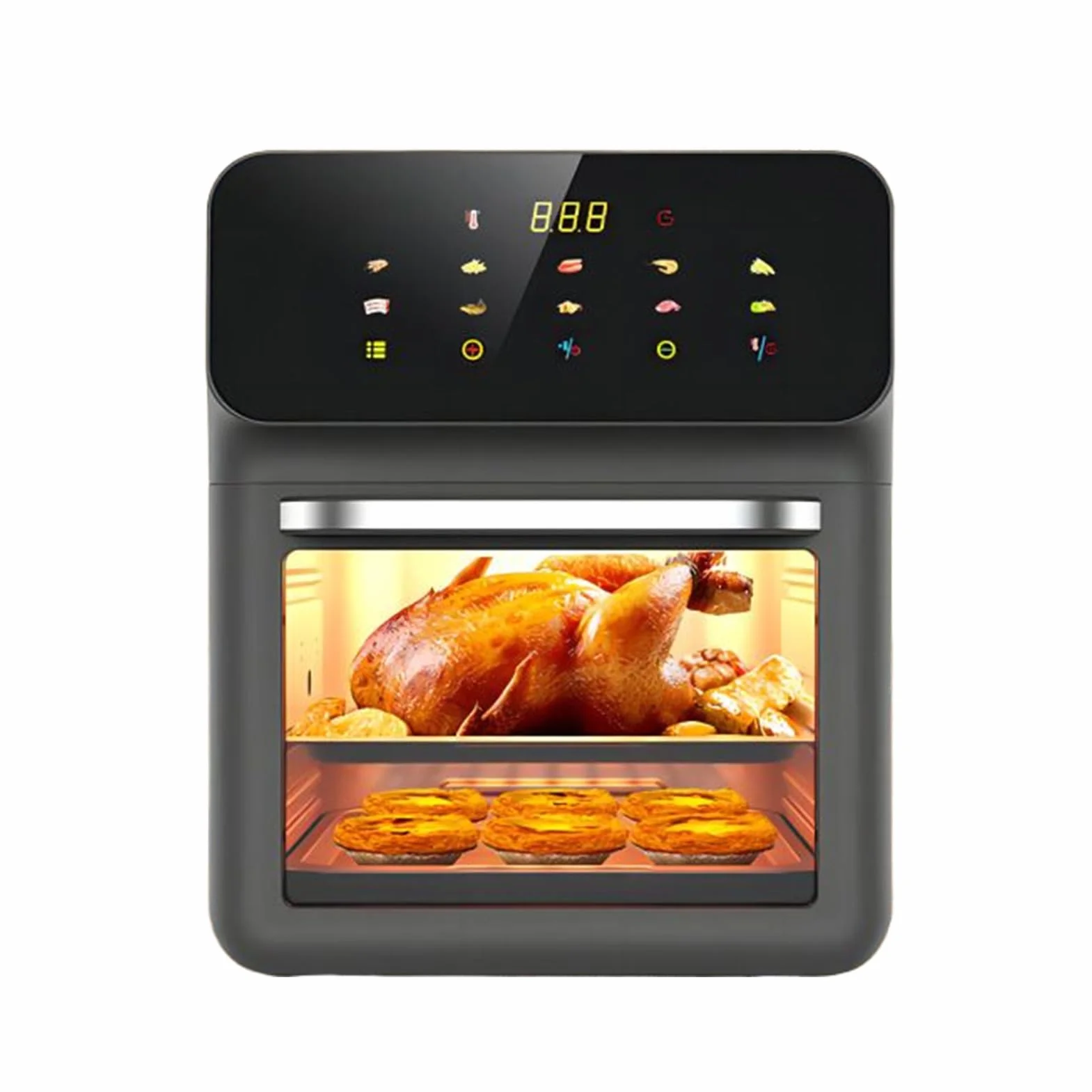 Piekarnik z frytownicą powietrzną i tosterem 2 Ruszty, 0°C–200°C, | Piekarnik z frytownicą i rożnem na blat Dehydrator Pizza Kurczak Frytki Akademik Dom Stół J