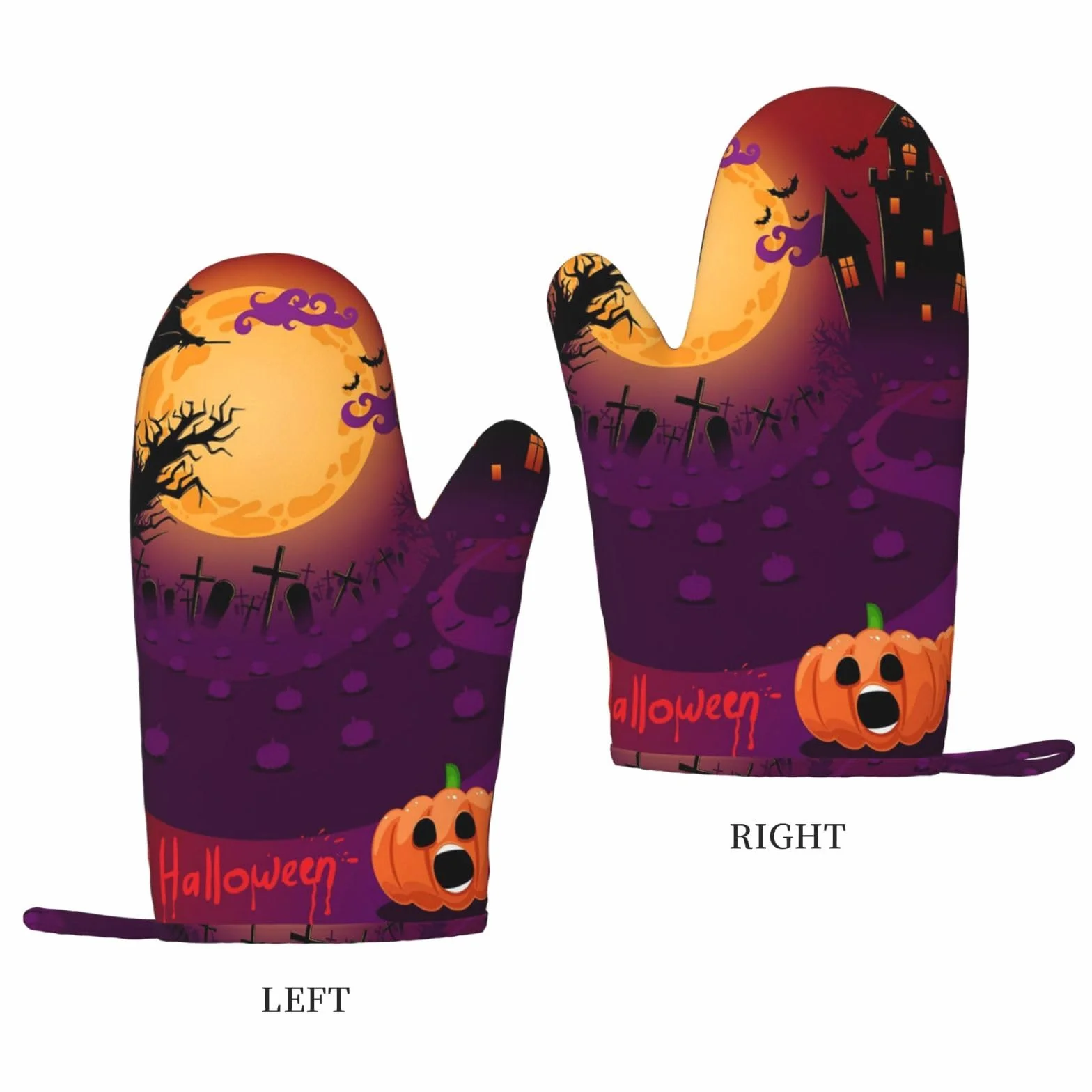 Happy Halloween drukowane żaroodporne rękawiczki i podkładka wielokrotnego użytku rękawice kuchenne