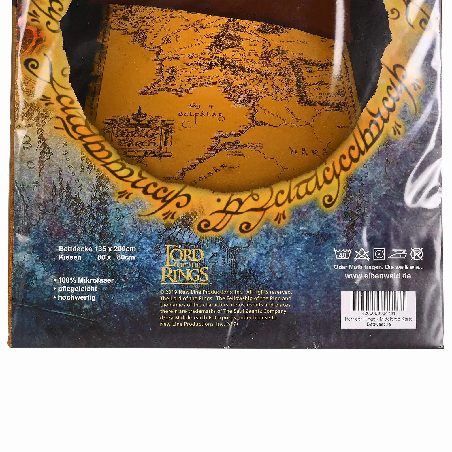 Elbenwald Lord of The Rings Pościel z Motywem Mapy Śródziemia dla Mężczyzn Kobiety Unisex