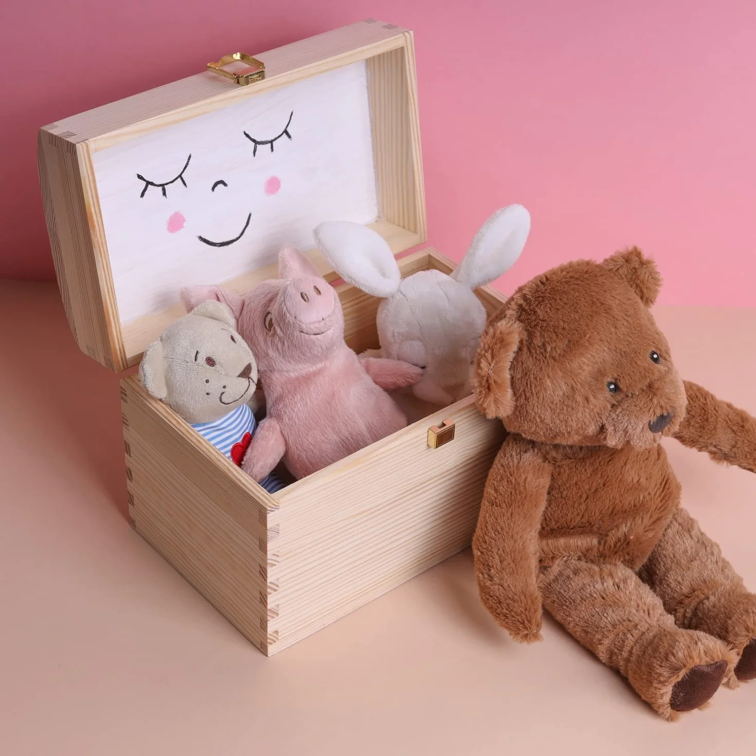 Creative Deco Duży Kufer Pudełko z Drewna | 25 x 15 x 17 cm z Zamkiem | z Zaokrągloną Pokrywą | Niemalowana Skrzynia z Drewna | Idealna na Dokumenty, Zabawki, Narzędzia, Pamiątki, na Prezent