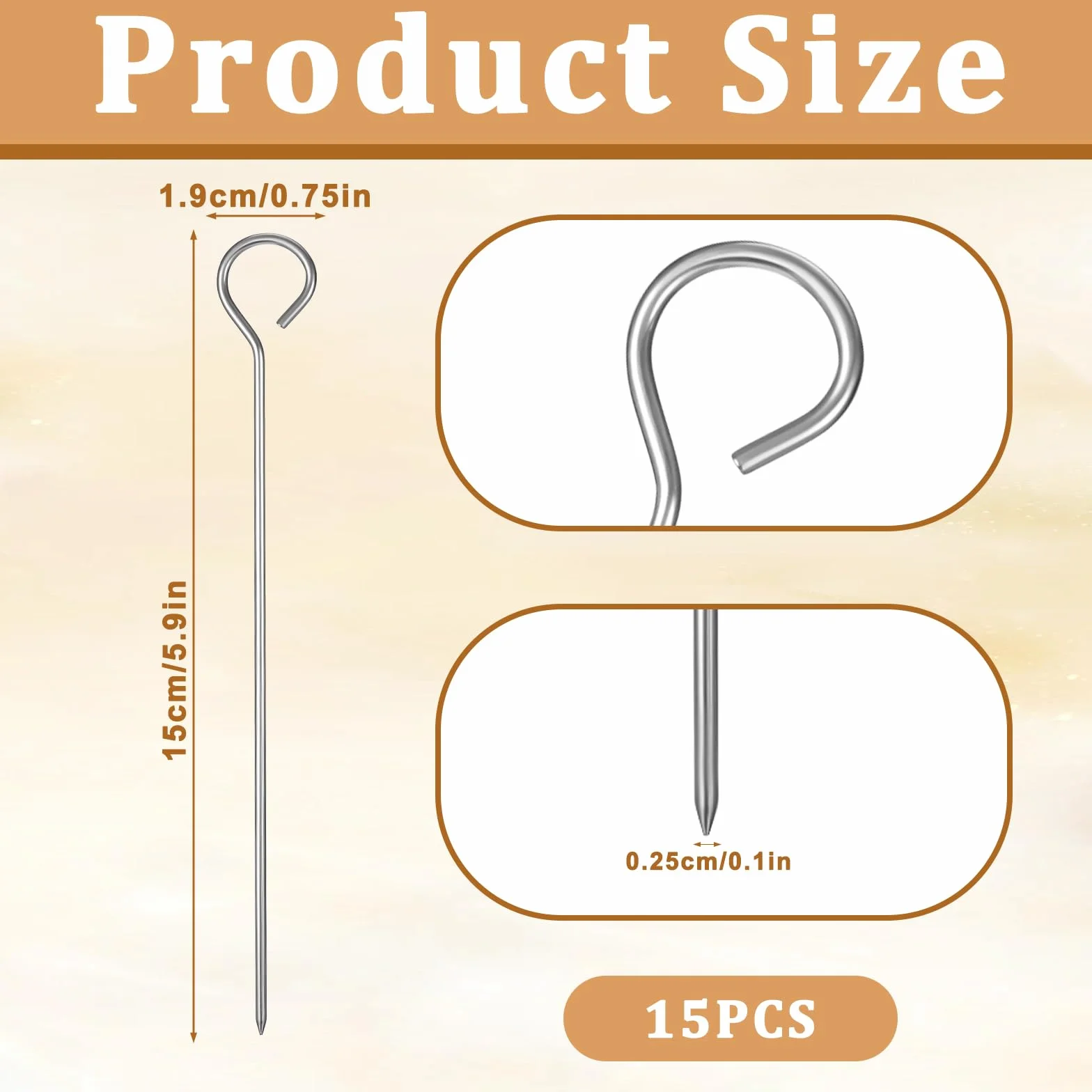 15 sztuk szaszłyków z stali nierdzewnej, 15 cm, metalowe szpikulce do grillowania, wielokrotnego użytku, smażenia kurczaka
