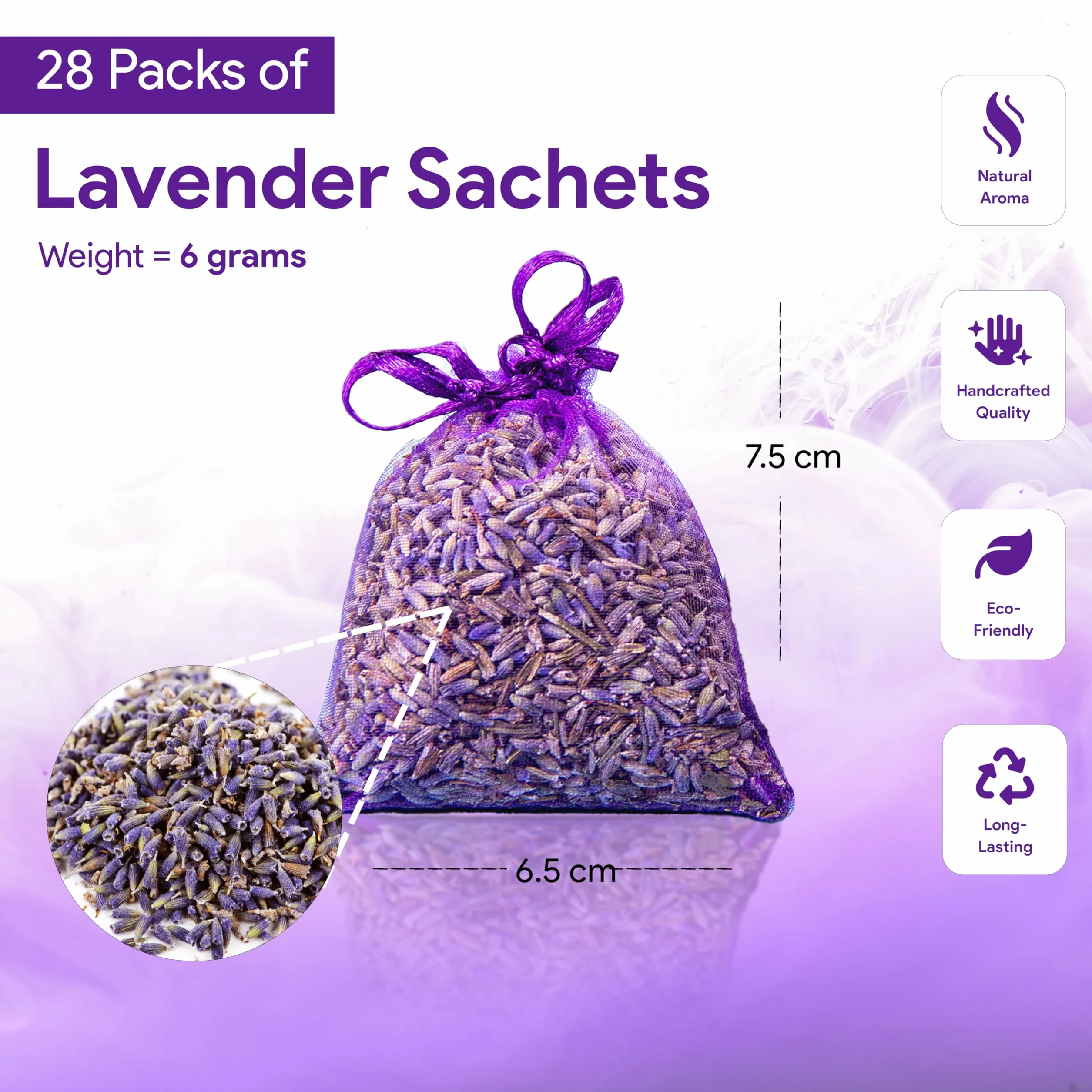28 Szt. Lawendowe Saszetki Zapachowe - Naturalna Lawenda, Odświeżacz do Szafy, Szuflad, Pokoju, Torebki | Aromatyczne Woreczki na Mole, Relaks i Odświeżenie