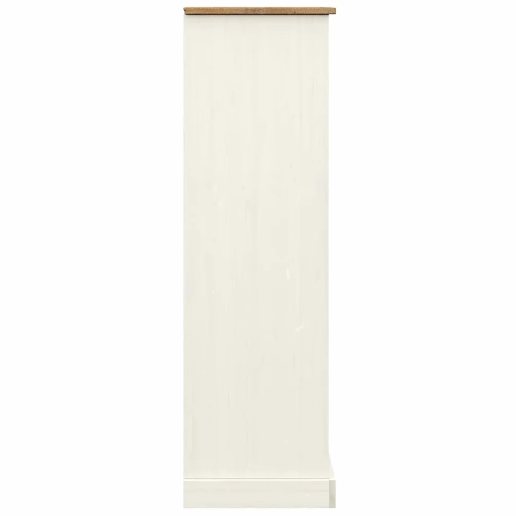 Générique Regał z litego drewna sosnowego, biały, 90 x 35 x 114,5 cm, regał na książki z 6 metalowymi przegródkami i guzikami, wytrzymały i łatwy w pielęgnacji schowek na książki