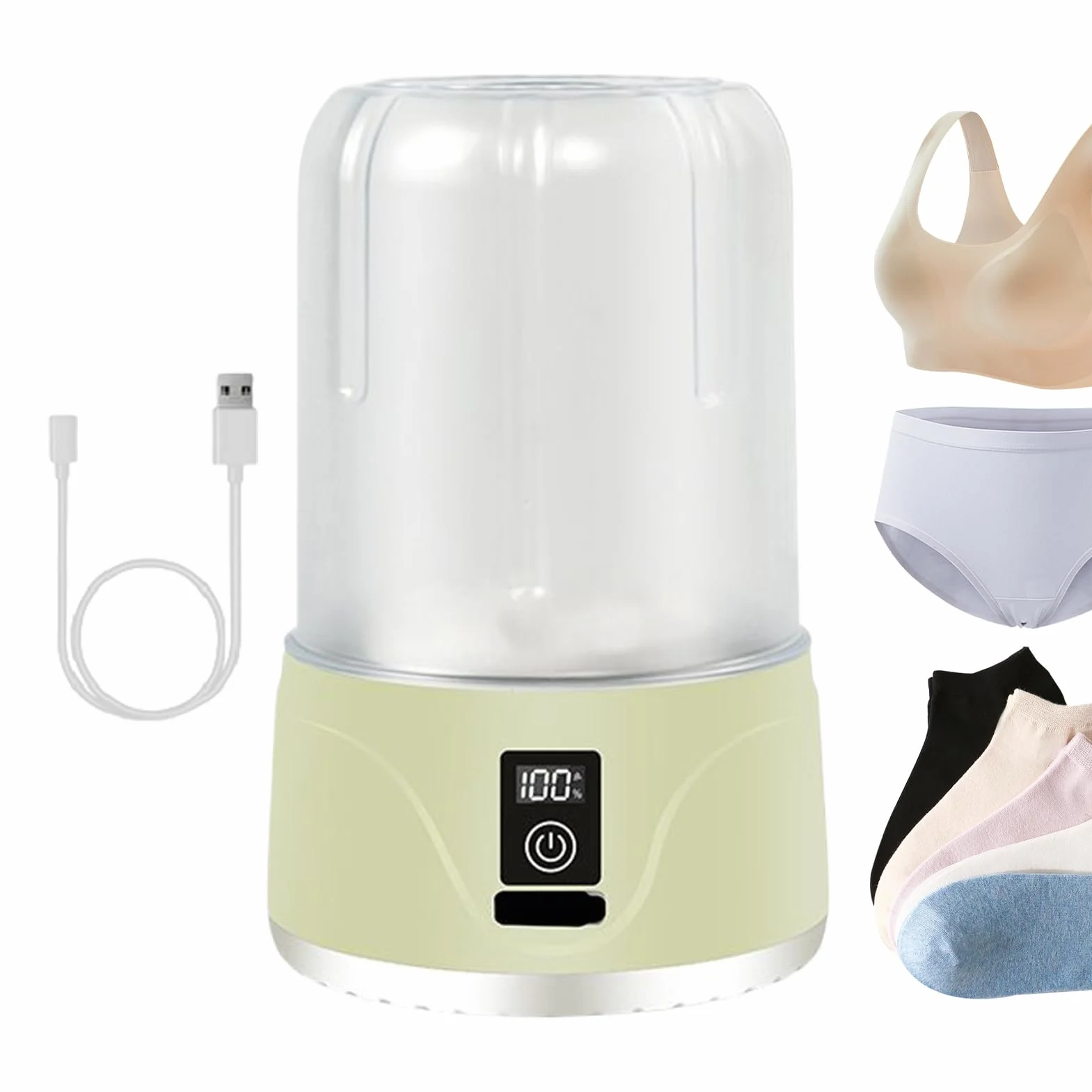 Rechargeable Portable Washing Machine, 1000ml Cordless Underwear Washer with Multiple Wash Settings