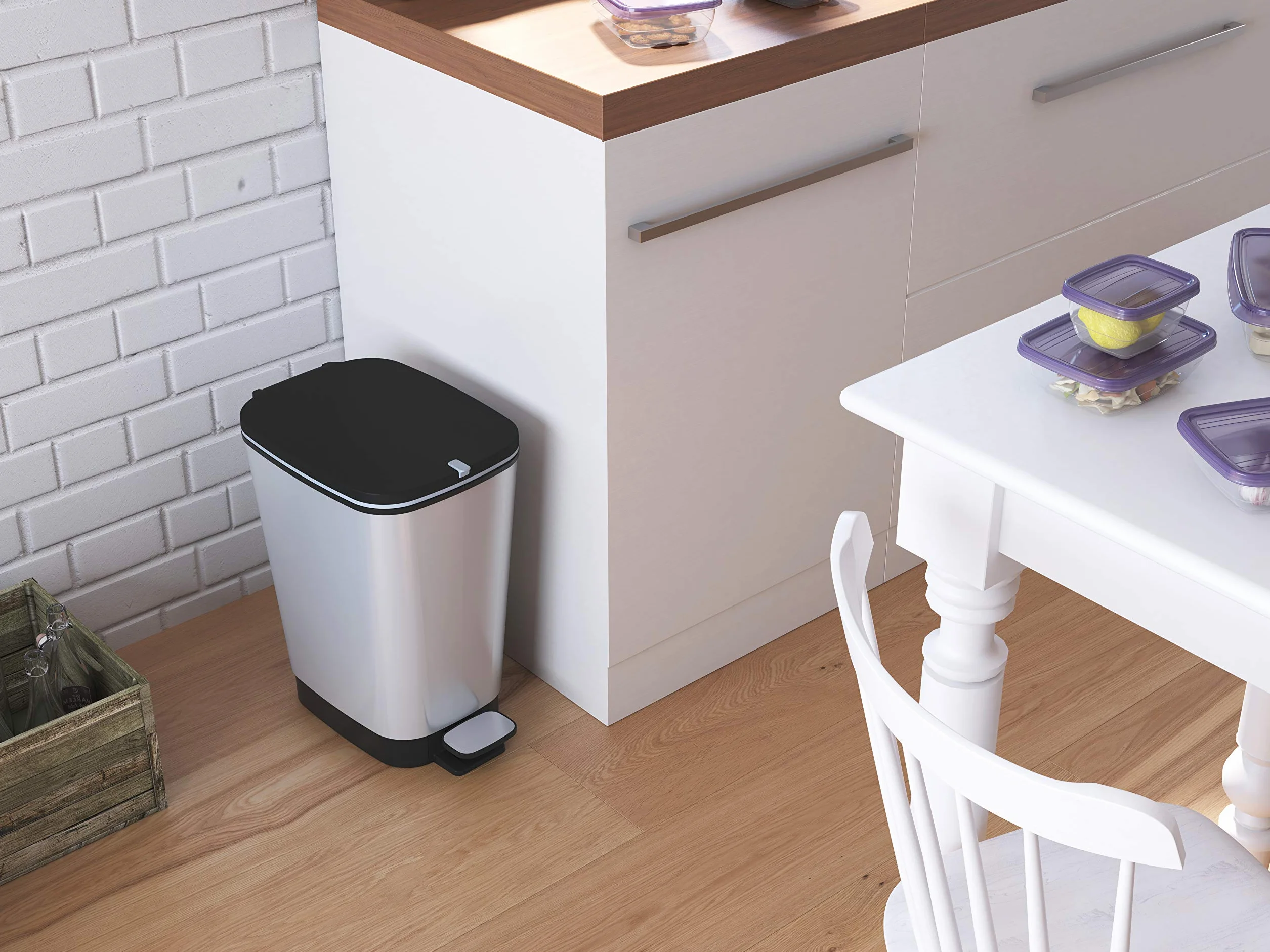 CURVER KIS Chic Bin Style kosz na pedały 45 l srebrny metaliczny 29 x 44,5 x 60,5 cm