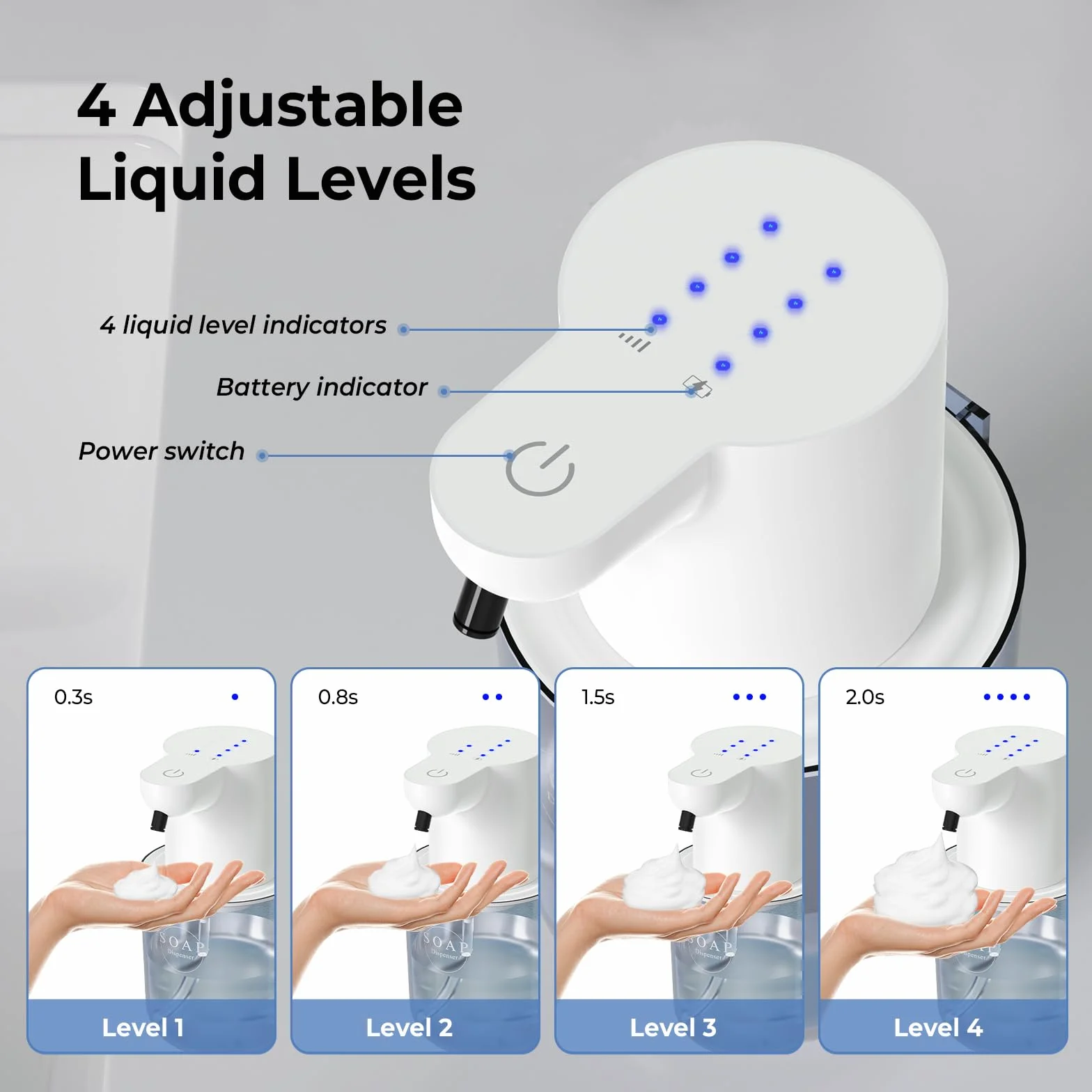 Automatyczny Dozownik Piany Myjącej 400ml Bezdotykowy IPX5 Ładowanie USB Biały