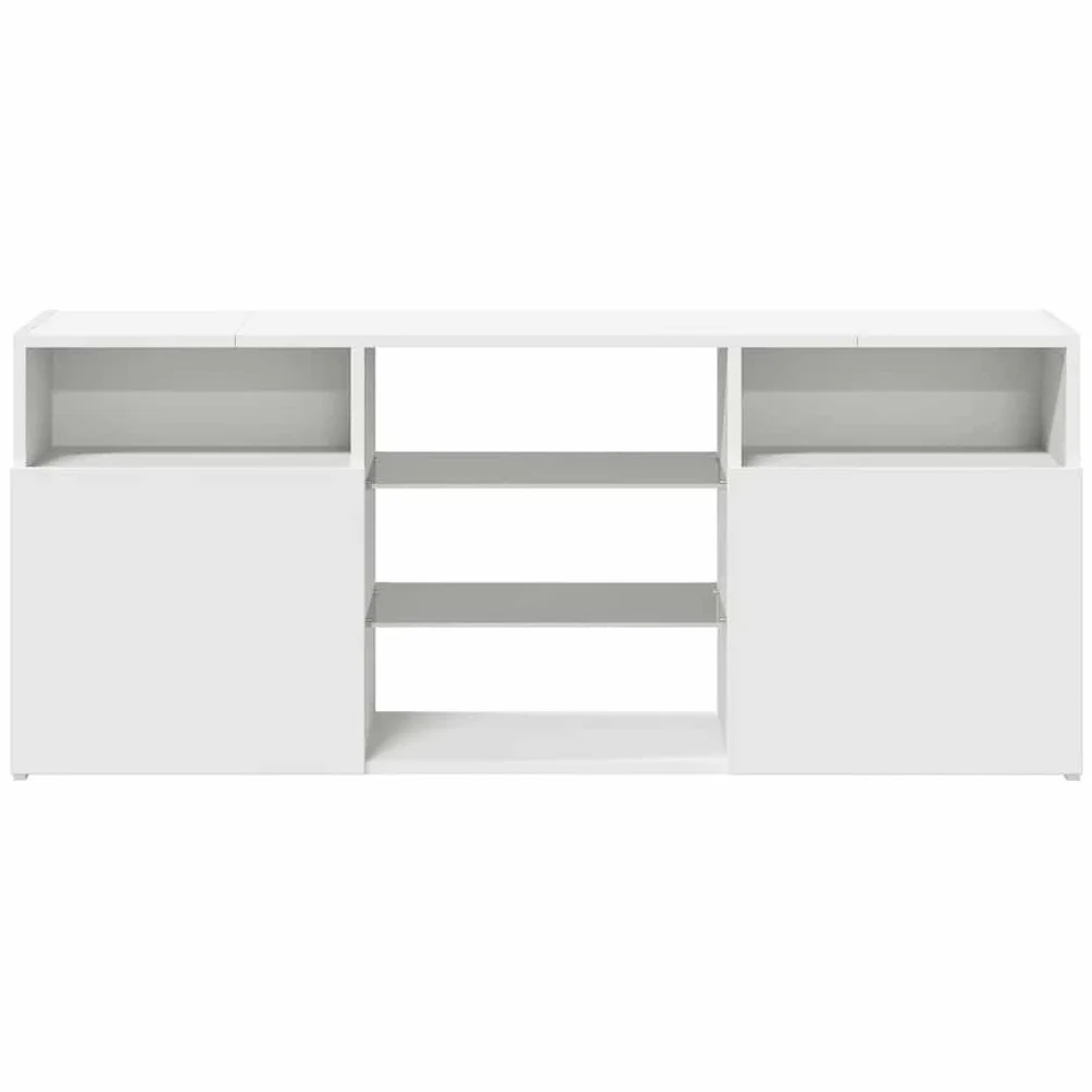 Szafka TV z diodami LED, biała, 120 x 30 x 50 cm, nowoczesna szafka pod telewizor z oświetleniem RGB, uniwersalna podstawka pod telewizor do salonu, konsola multimedialna