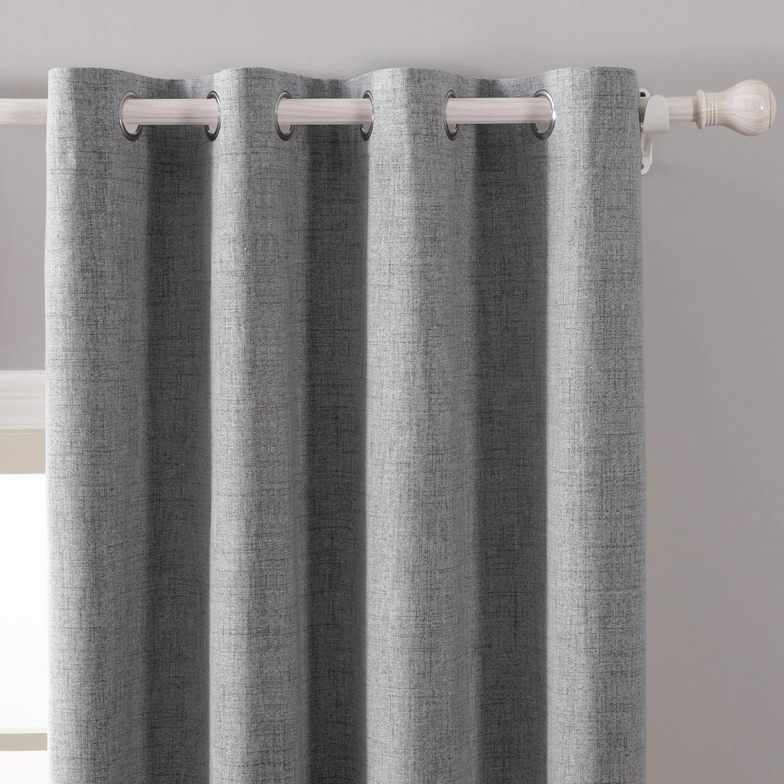 MIULEE imitacja lnu, zestaw 2 szt., 245 x 140 cm, jasnoszare, zasłony nieprzezroczyste z przelotkami, zasłony termiczne, zasłony chroniące przed zimnem do salonu i sypialni, termoizolacyjne