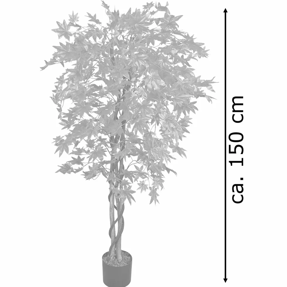Decovego Sztuczna roślina klonowa, 150 cm, sztuczne drzewko z prawdziwym drzewem, dekoracja wnętrz, sztuka, jak prawdziwa w doniczce