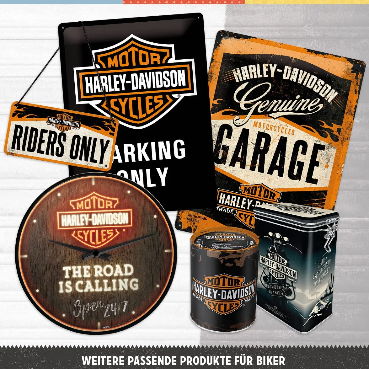 Nostalgic-Art Retro skarbonka, 1 l, Harley-Davidson – Genuine Logo – Pomysł na prezent dla motocyklistów, Official License Product (OLP), metalowa skarbonka, Styl vintage