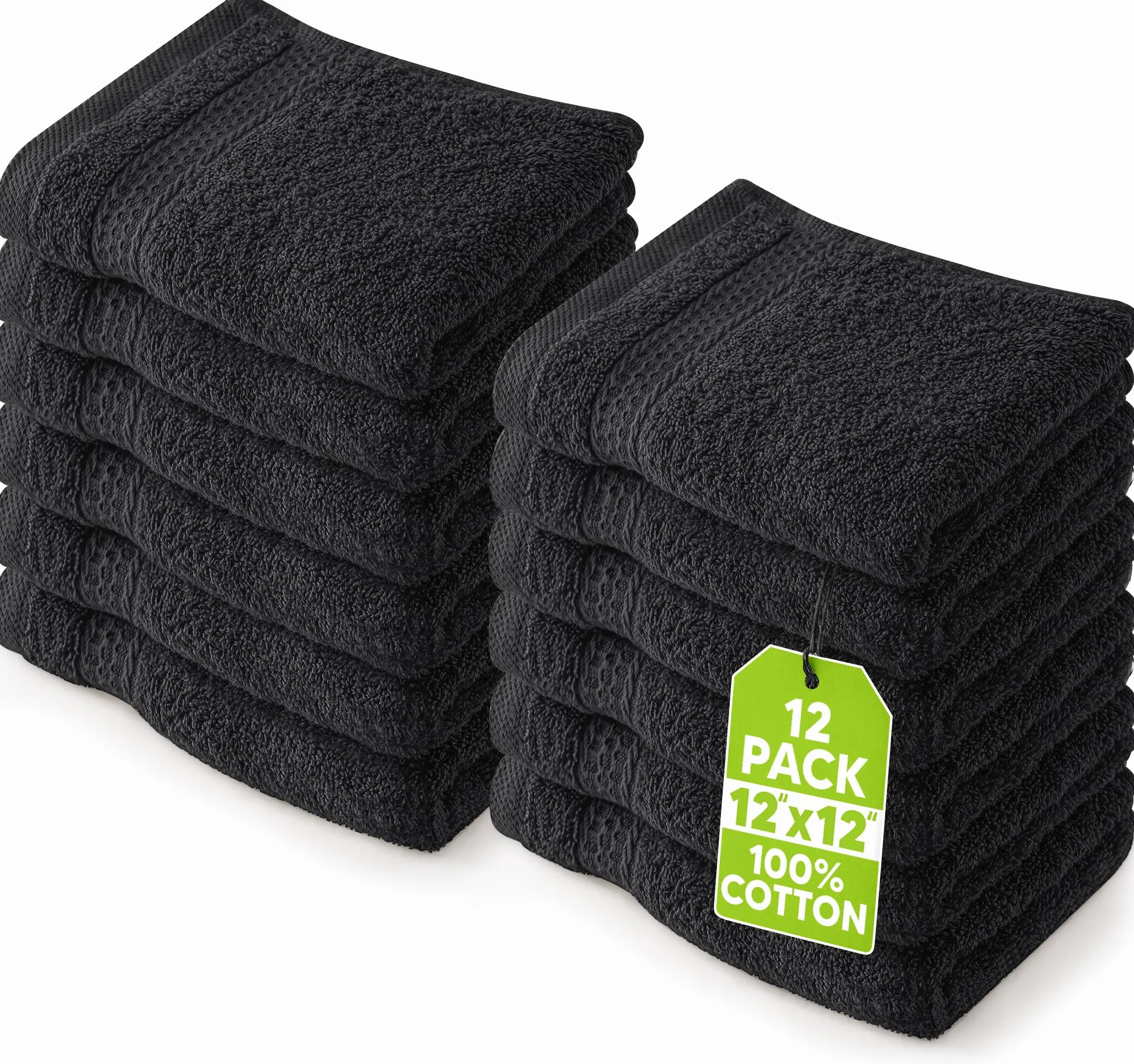 Utopia Towels Zestaw ręczników Premium 30x30 cm 100% bawełniane ściereczki do twarzy 12-pak czarny
