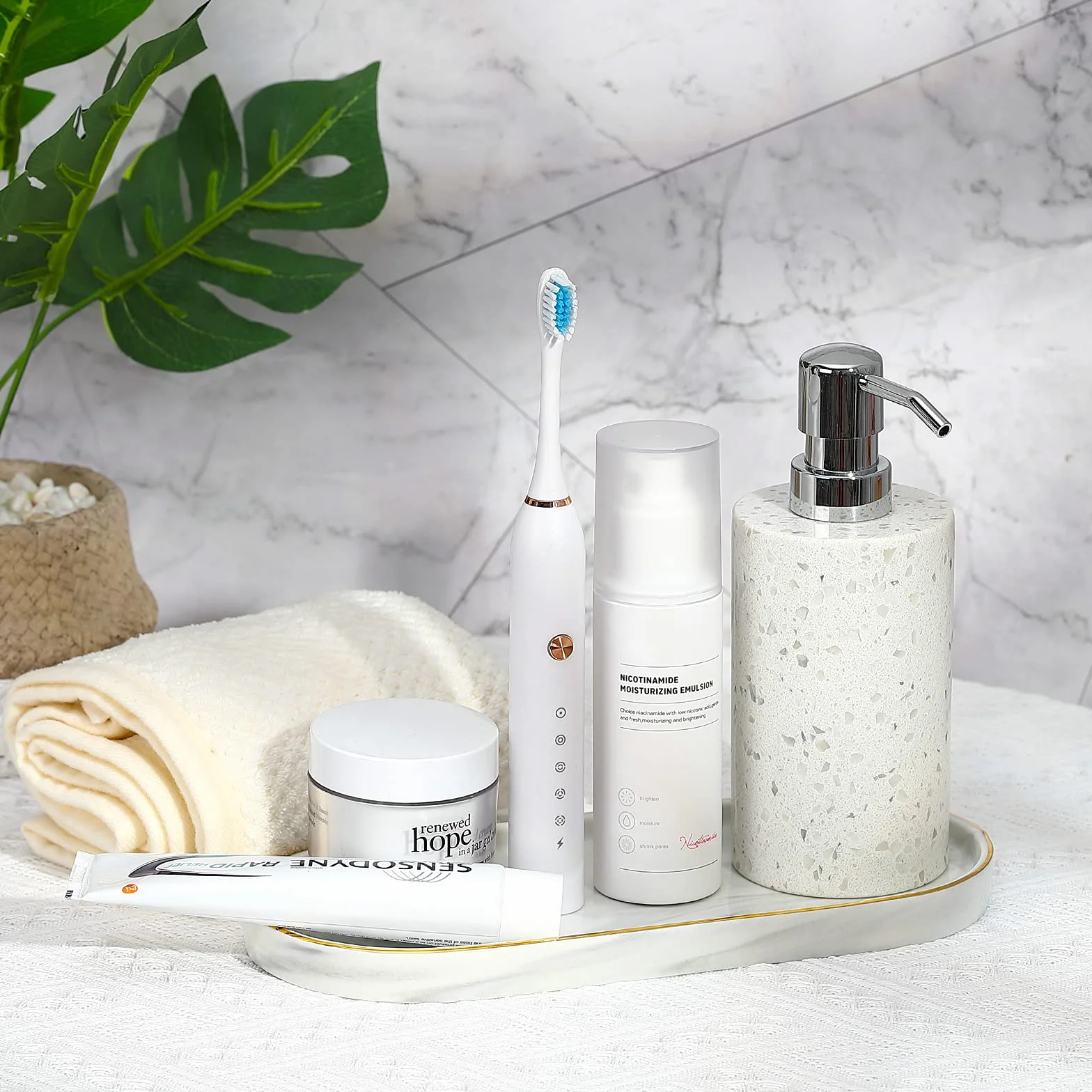 Luxspire marmur ceramiczna komoda toaletka łazienkowa ze złotą krawędzią