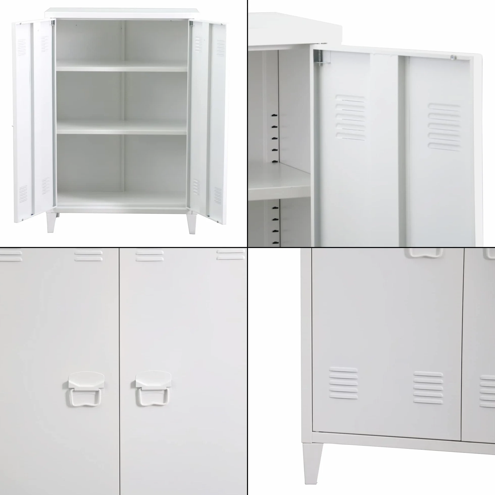 Oripää metalowa szafka do salonu, 110 x 75 x 33 cm, szafka na akta, szafka warsztatowa z 2 drzwiami i 2 półkami o regulowanej wysokości, biała