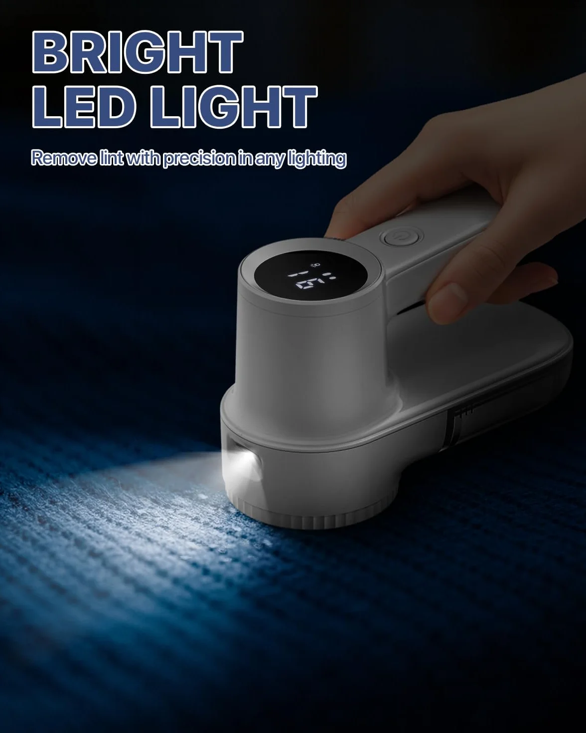Golarka do Kłaczków, [Nowa wersja], Golarka do tkanin Homtronics z podświetleniem LED, ładowaniem USB, 3 regulowanymi ustawieniami, wyświetlaczem LED, dla wszystkich tkanin, odzieży, koców