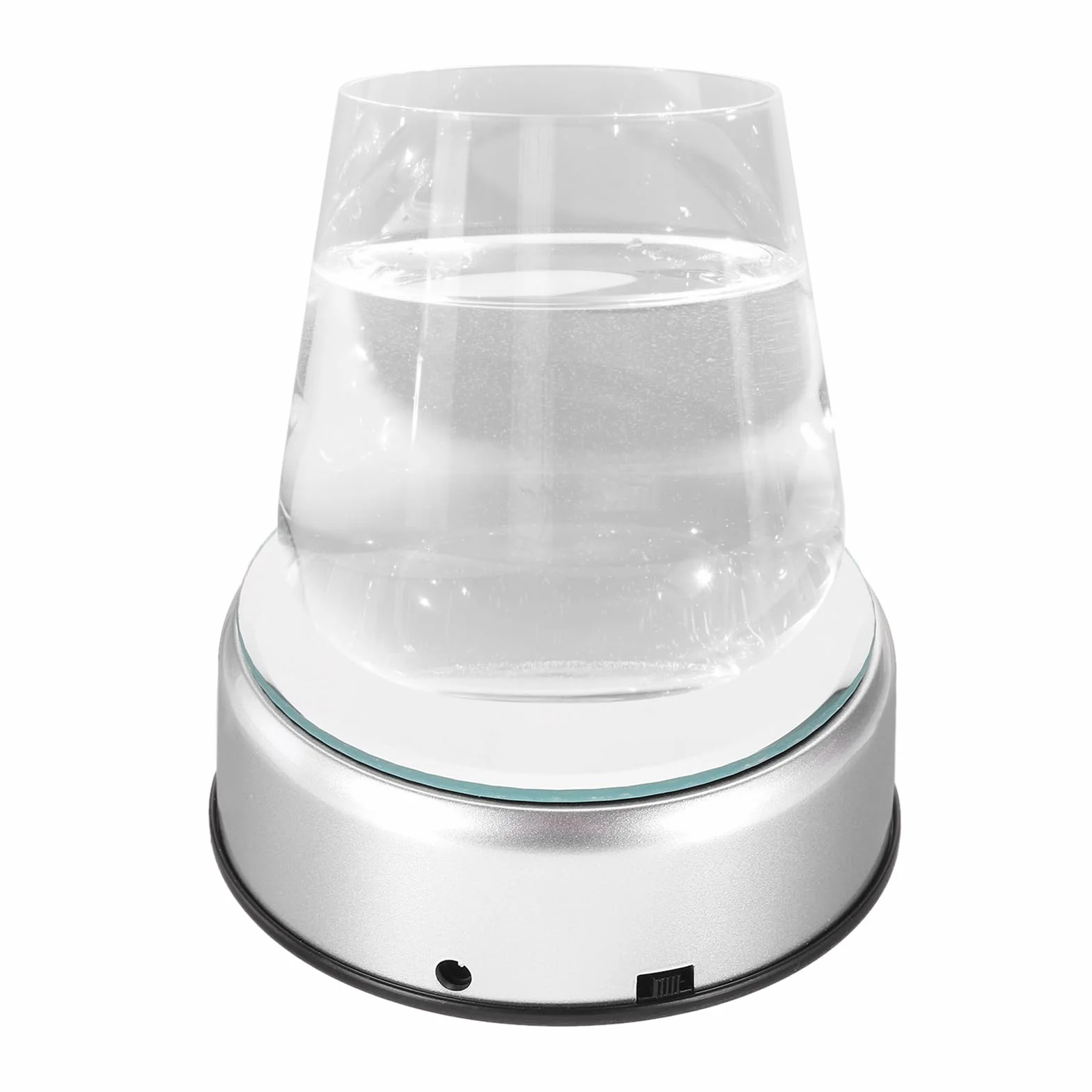PATIKIL Obrotowy stojak ekspozycyjny 11,4 cm x 8,9 cm, podstawa świetlna LED, 360 stopni, cokoły z 4 obrotowymi i 8 trybami świecenia, do kryształów, szklanej biżuterii, czarny