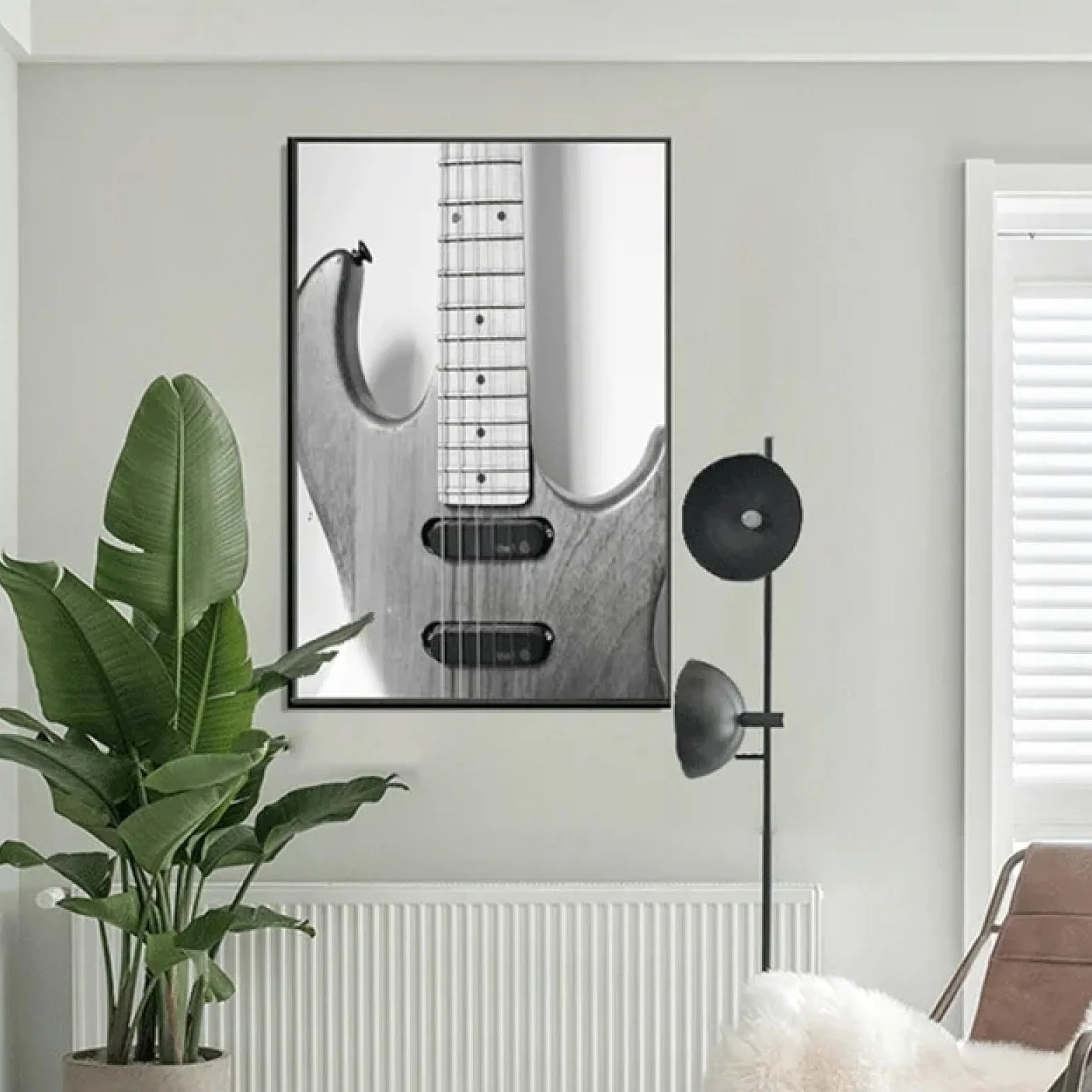 BMGKYAGL Muzyka gitara vintage czarno-białe płyty winylowe plakaty artystyczne płótno wydruki ścienne dekoracja salonu 50 x 75 cm x 3 bez ramki