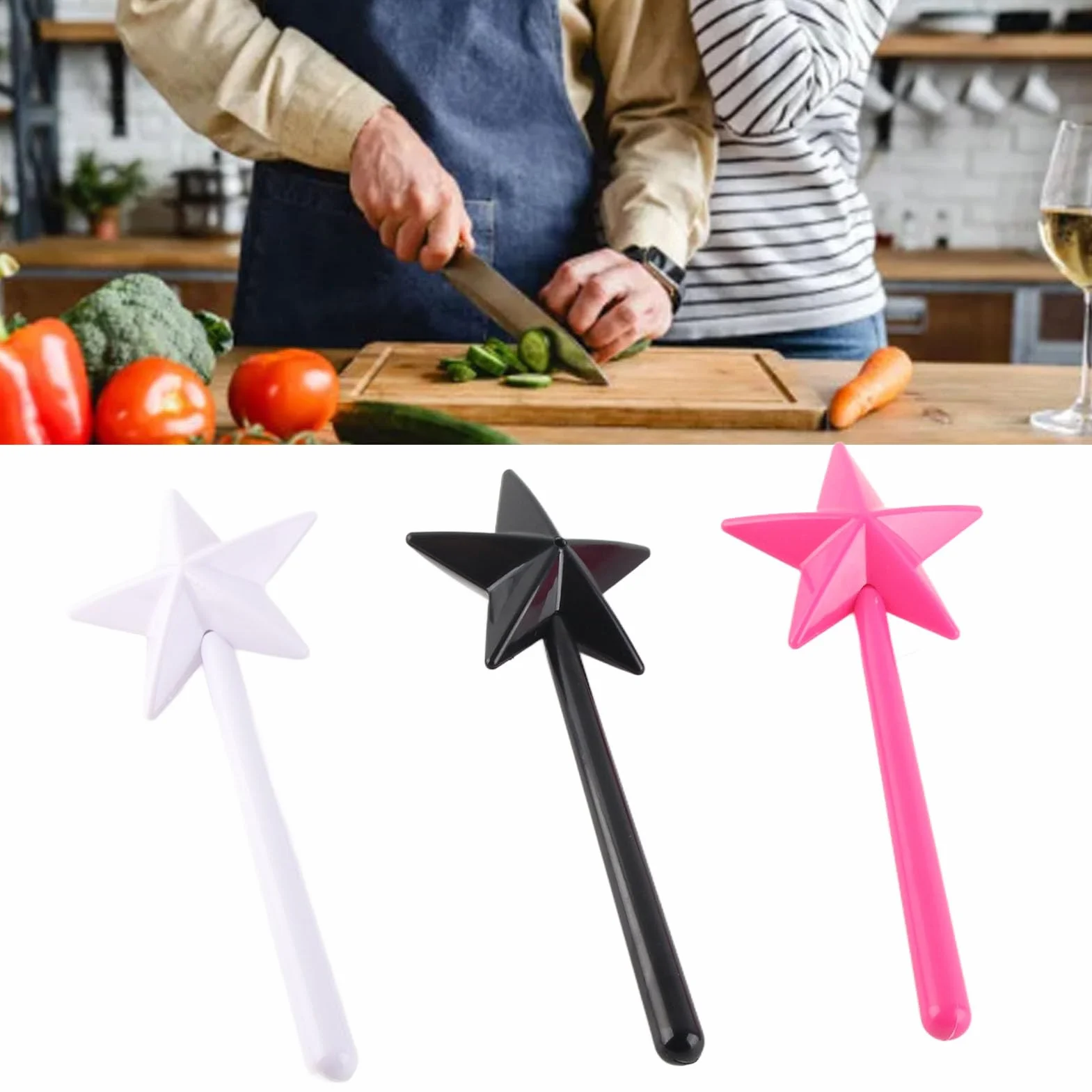 3 szt. Magiczna Różdżka Solniczki i Pieprzniczki Różdżka do Różowego Czarnego Białego Accessori Stick Star Śliczny Dozownik Przyprawa Solniczki