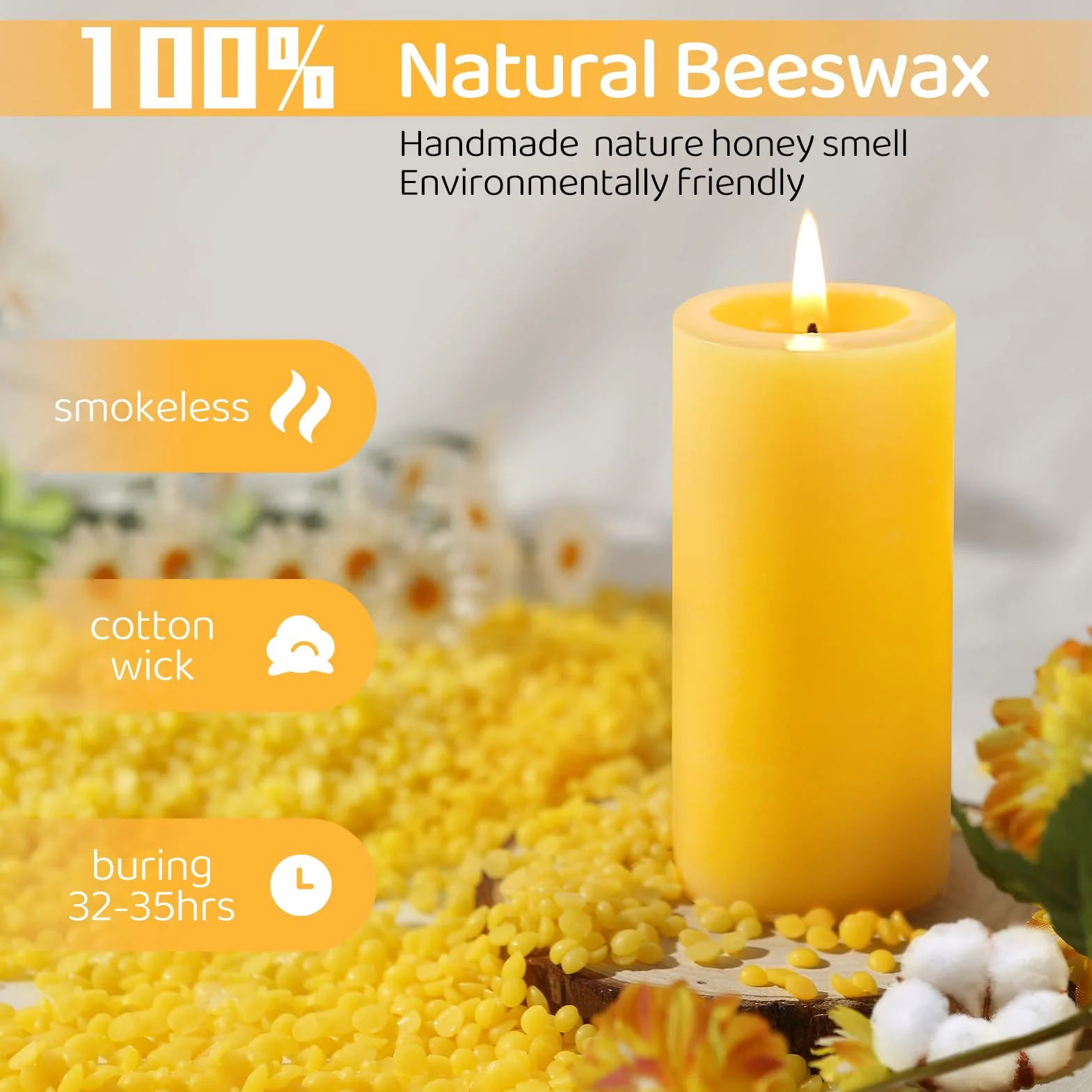 12 sztuk naturalnych świec filarowych z wosku pszczelego, 100% czyste świece z wosku pszczelego - 420 godzin długiego palenia, bezzapachowa świeca woskowa do domu, modlitwy, nagłych wypadków, bezdymna