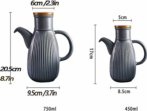 Ceramiczne butelki z dozownikiem z korkiem – szczelne przechowywanie w kuchni na oleje i octy