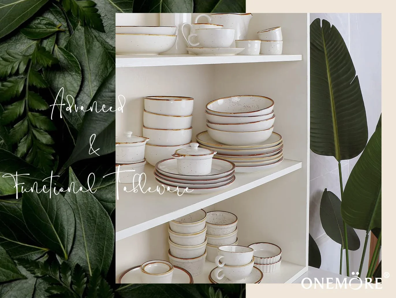 ONEMORE Ceramiczny talerz obiadowy 26,7 cm, duży zestaw 6 naczyń z kamionki, talerze deserowe, sałatkowe, nadają się do kuchenki mikrofalowej, zmywarki i piekarnika, łatwe do czyszczenia, rustykalne i