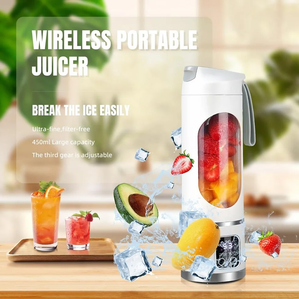 Przenośny blender USB 8 ostrzy kruszarka do lodu cyfrowy wyświetlacz 3 tryby