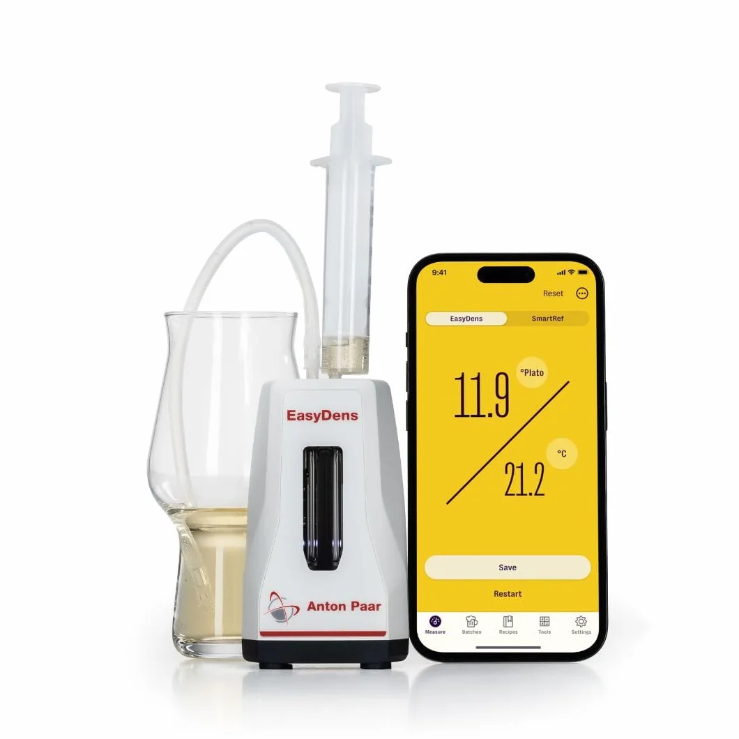 EasyDens by Anton Paar - Smart Hydrometer - Cyfrowy miernik gęstości - Oznaczanie zawartości ekstraktu, zawartości cukru i zawartości alkoholu - Plato, ciężar właściwy (SG), Babo, Baumé, Brix, g/L, KMW, Oechsle, ABV, ABW, Proof