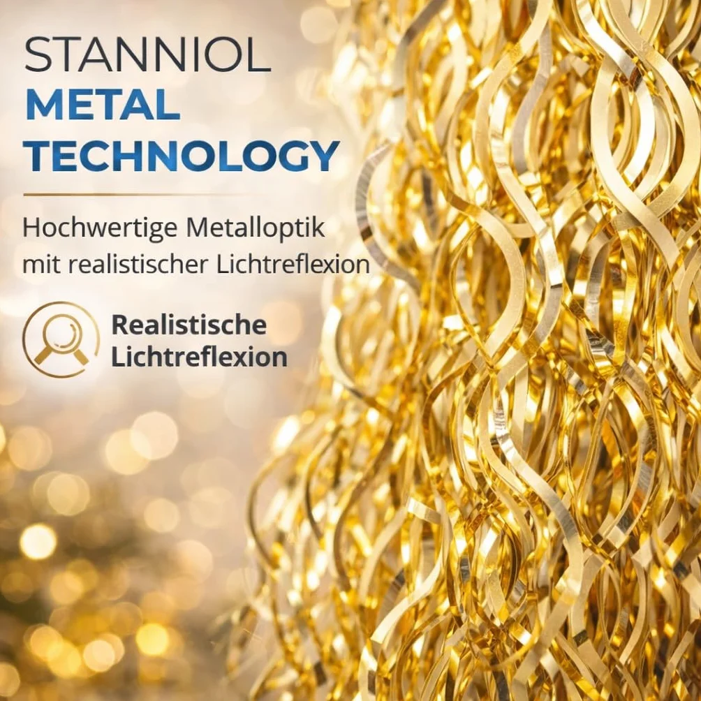 TK Gruppe Timo Klingler Złote Świecidełko Lametta - Technologia Metalowa - Realistyczne Dekoracje na Boże Narodzenie
