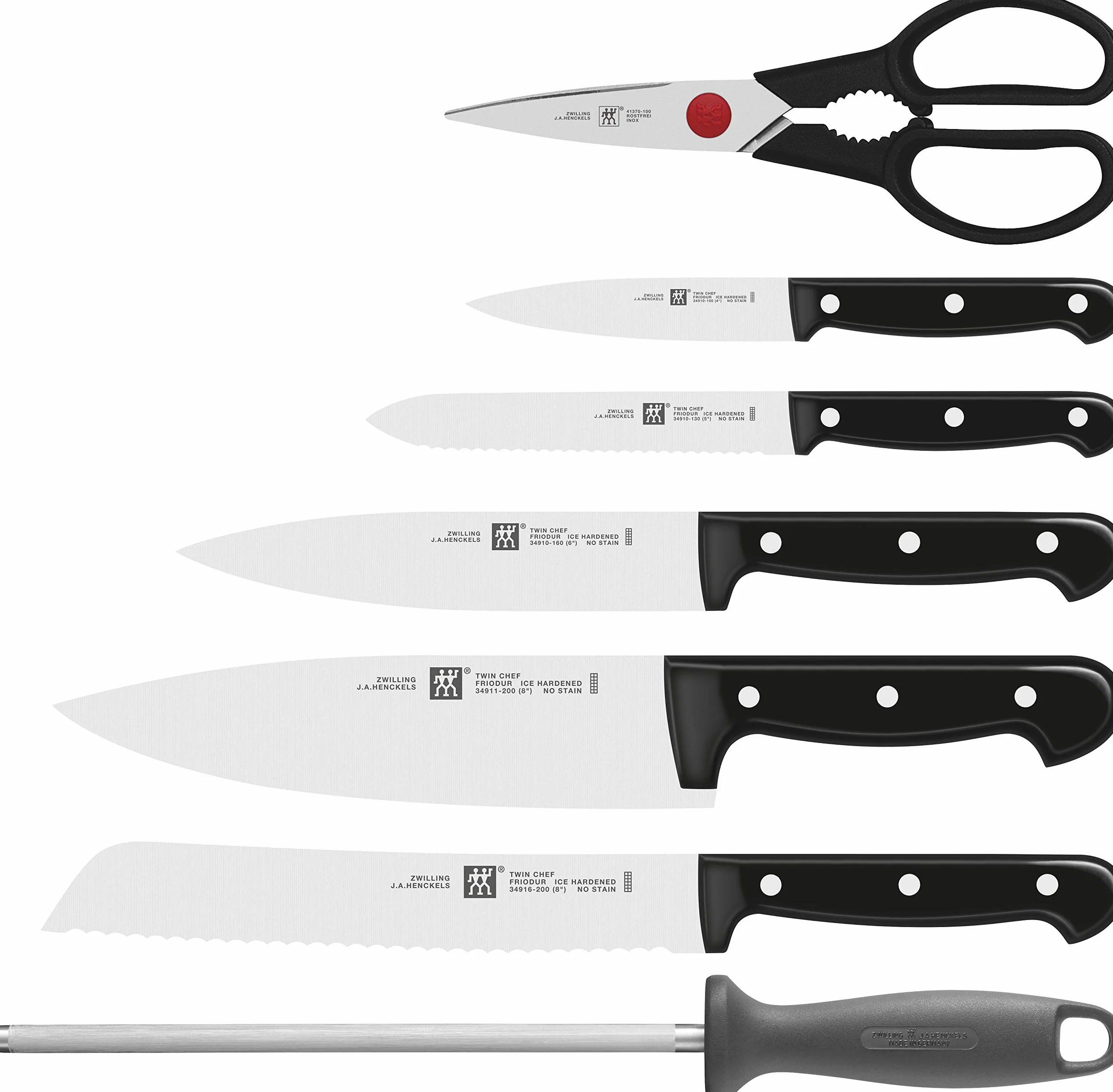 Zwilling Messerblock, 8-tlg., Bambusblock, Messer aus rostfreiem Spezialstahl/Kuststoff-Griff, Twin Chef