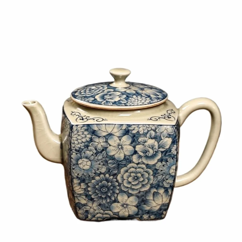 Dzbanek do herbaty ziołowej, domowy, niebiesko-biały, ceramiczny, chiński, biurowy, prosty zestaw do herbaty Kung Fu, czajniczek do kawy, zaparzacz do herbaty liściastej