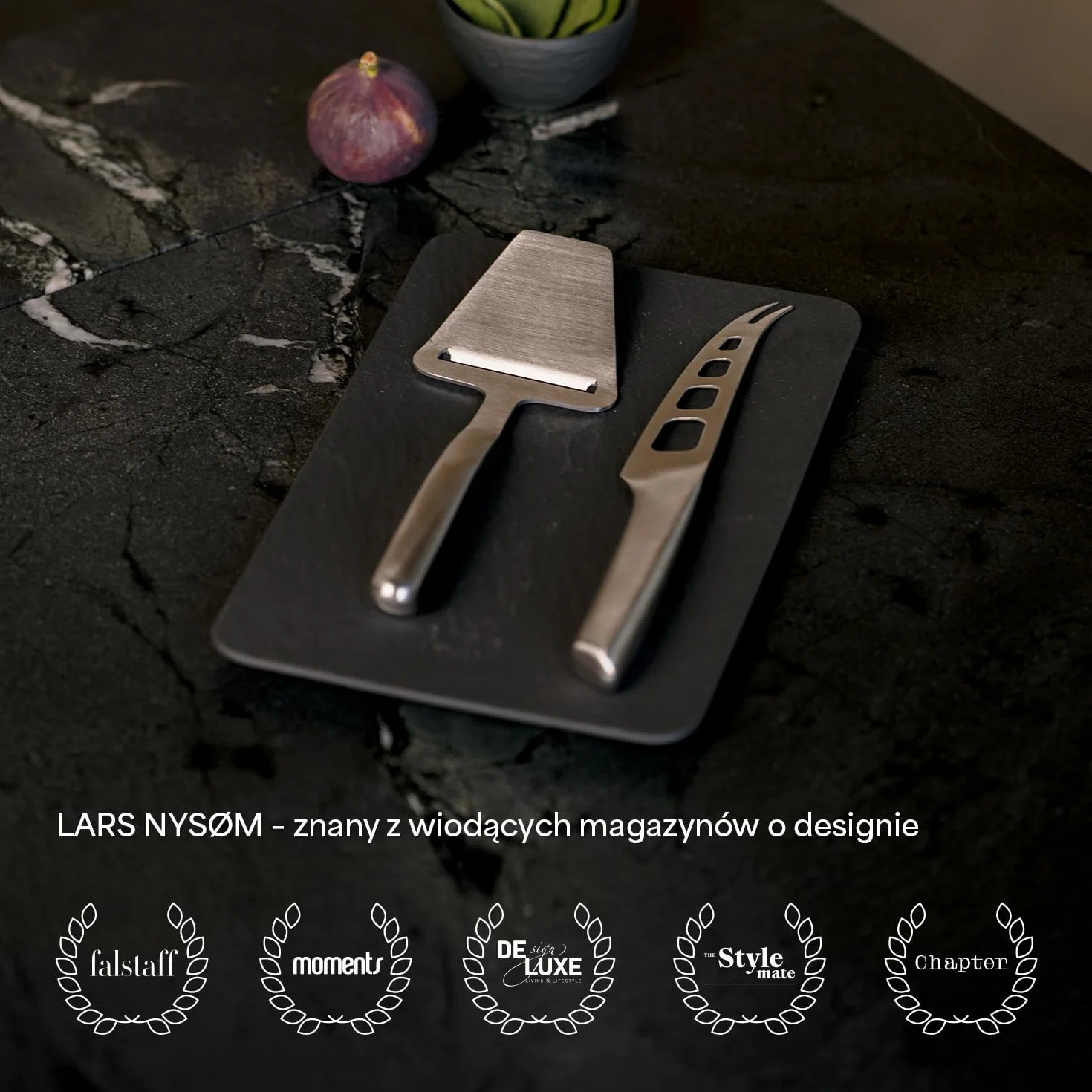 LARS NYSØM Zestaw krajalnicy i noży do sera 2 szt. I Zestaw noży do sera i krajalnica ze stali nierdzewnej (Stainless Steel)