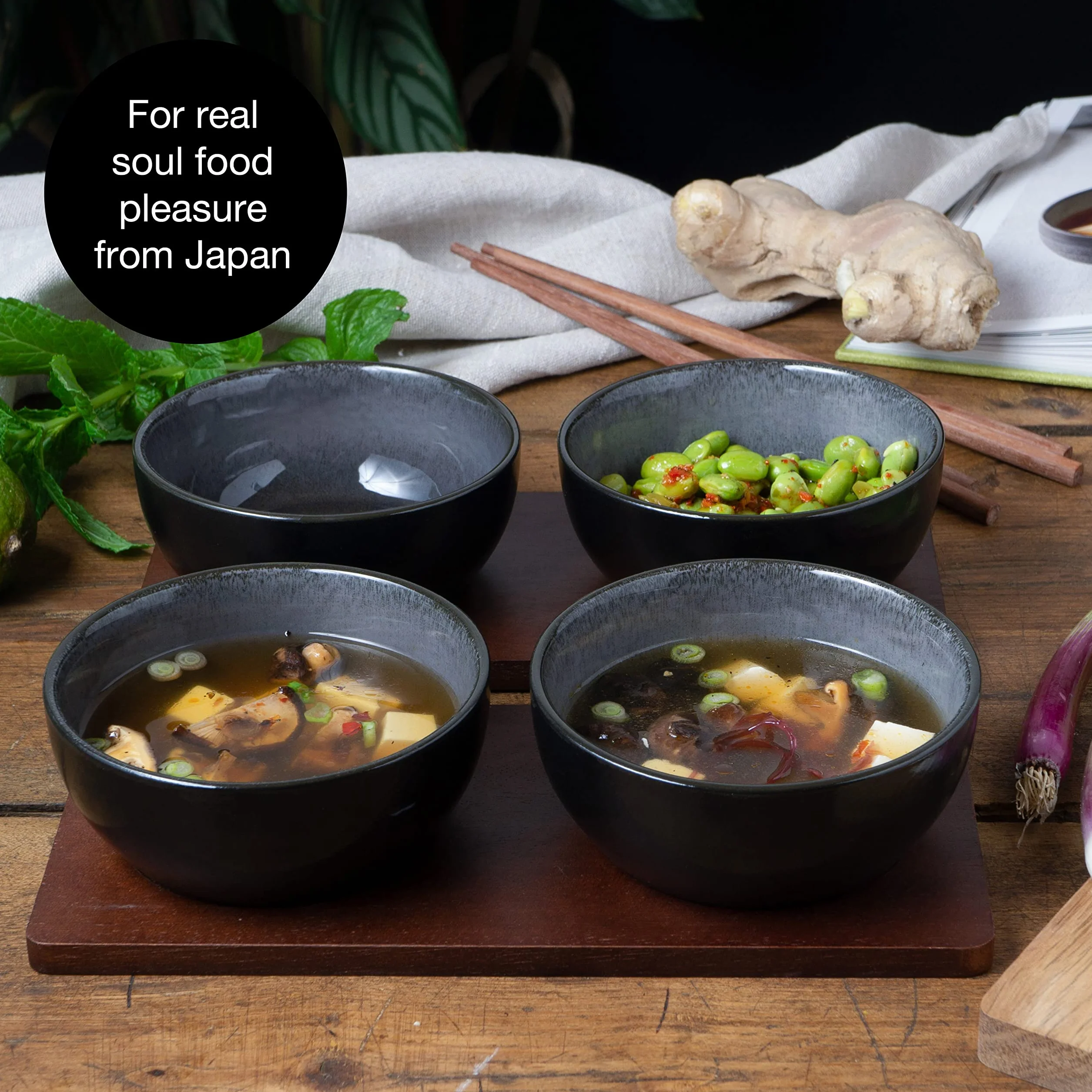 Moritz & Moritz VIDA 4x Miso zestaw misek 12 cm Ø - japoński ceramiczny zestaw naczyń do zupy miso, dipów i przekąsek