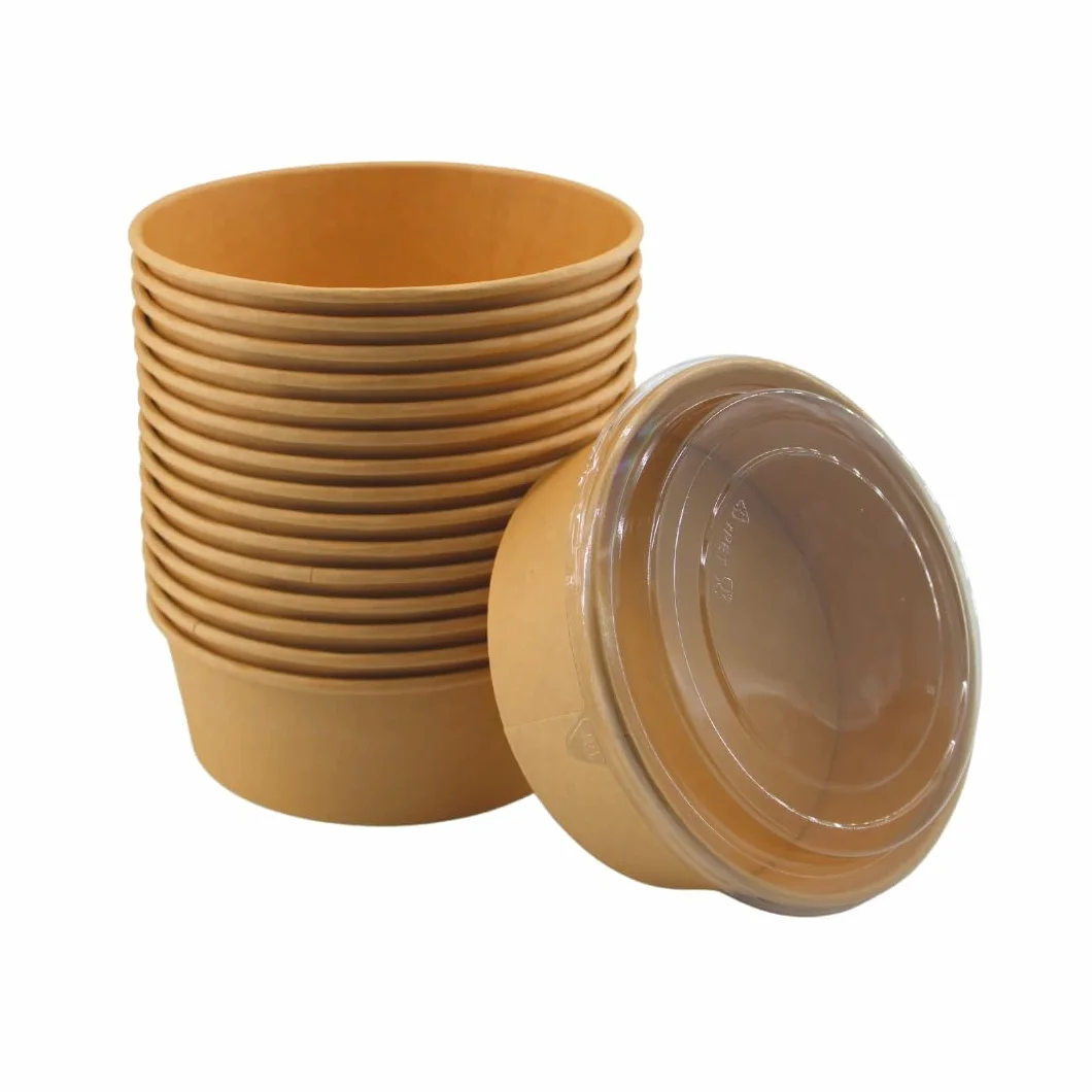 20 sztuk papierowych misek 1000 ml z pokrywką, wytrzymałe, wysokiej jakości, jednorazowe miski do zupy, przyjazne dla środowiska, papierowe, alternatywne miski do restauracji, gorących i