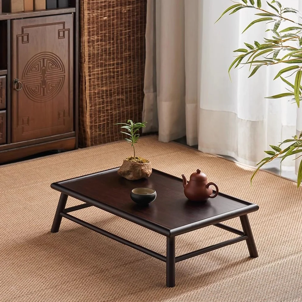 Japanese Style Wood Bench Stool Low Dining Table Floor Tea Table for Meditation