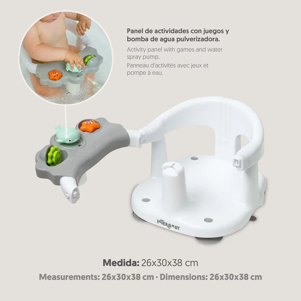 Fotelik do kąpieli dla niemowląt Interbaby | Mocowanie Przyssawki antypoślizgowe | Krzesło do kąpieli dla niemowląt Wygodne, bezpieczne, ergonomiczne | Fotel do kąpieli i prysznica dla niemowląt > 5