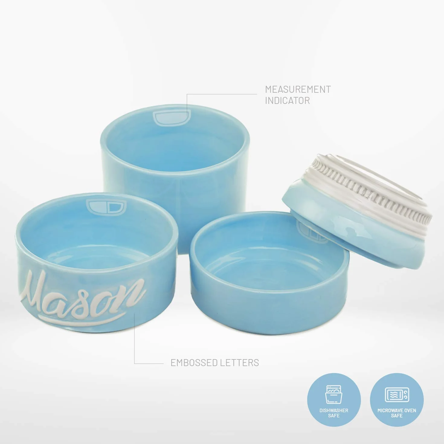 Mason Jar Ceramiczne kubki z miarką, możliwość układania w stos, zestaw kubków z miarką jako prezent kuchenny, rustykalny kubek pomiarowy do akcesoriów kuchennych i dekoracji, idealny zestaw