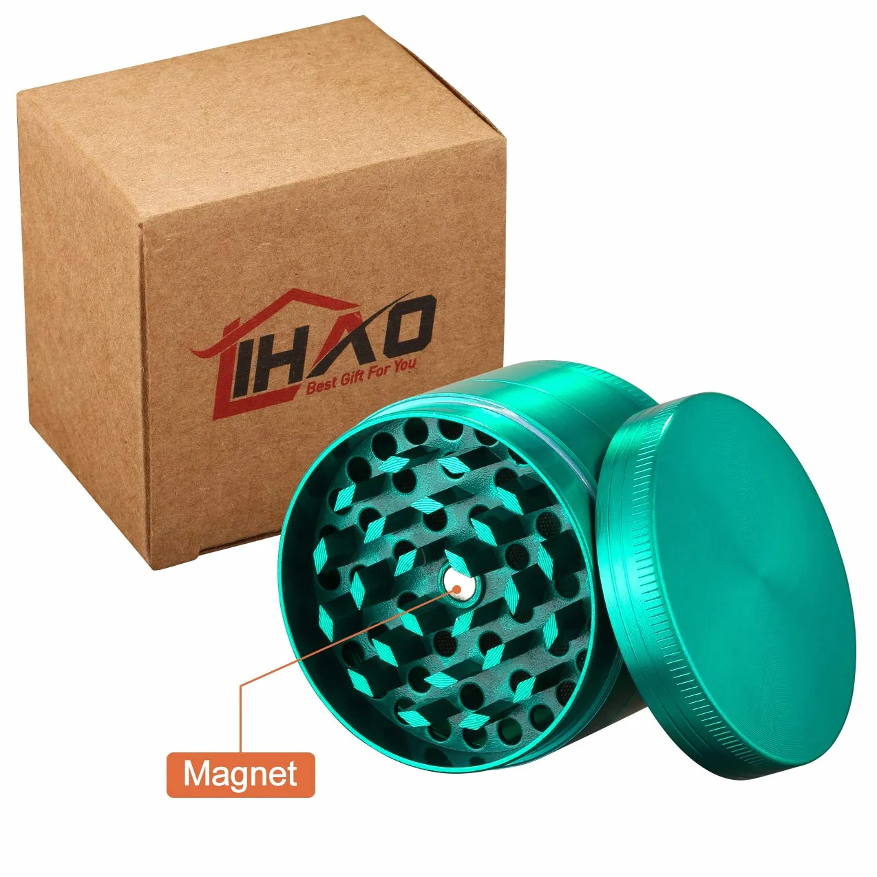 Lihao Grinder Crusher 4-częściowy zestaw młynków, stop cynku, ze skrobakiem do przypraw, ziół (mini, 5 x 3,5 cm, zielony)