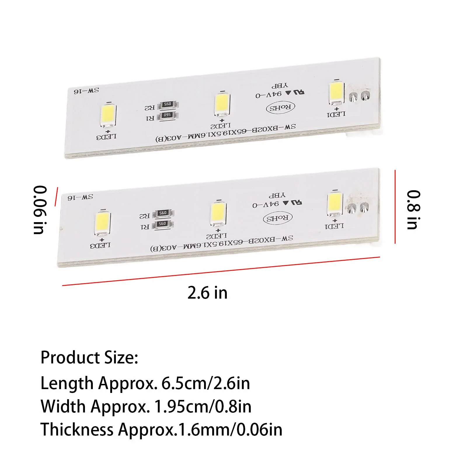 Tablica świetlna Zamrażarki, 2 szt. Moduł Oświetlenia LED do Lodówki Zamiennik światła Lodówki do Lodówki Frestec Electrolux Homa TCL SW BX02B