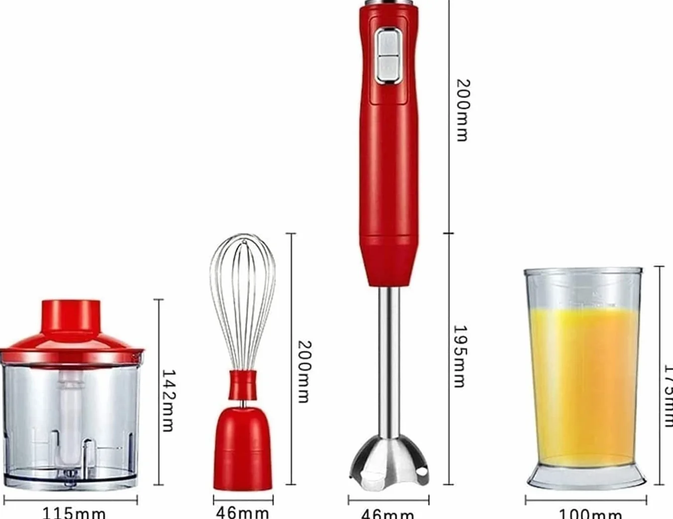 Blender ręczny, blender ręczny, 9-biegowy blender ręczny do wielu zastosowań, blender ręczny ze stali nierdzewnej 304, bez BPA, narzędzie kuchenne