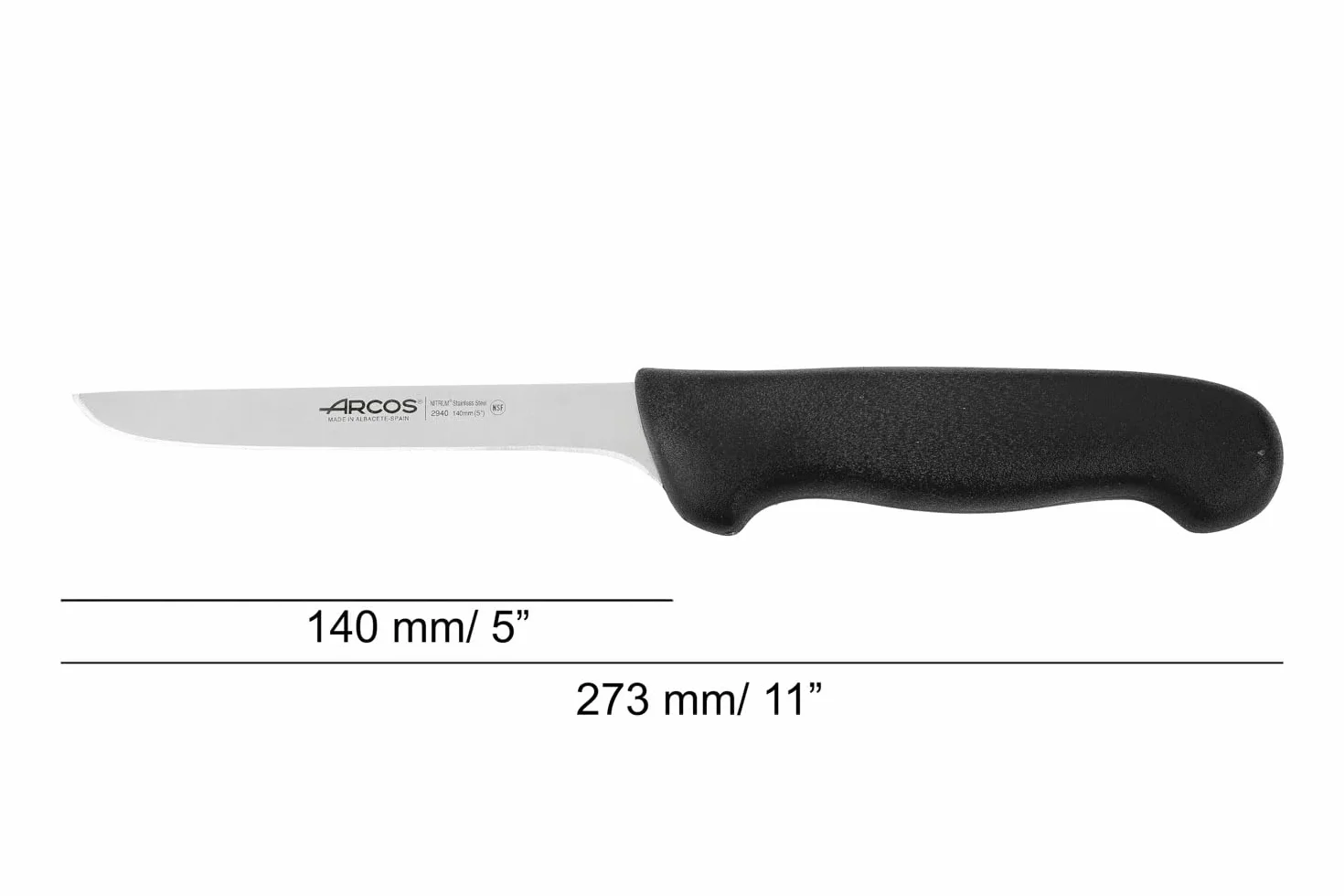 Arcos 294025 seria 2900-boning nóż nóż nitrm 140 mm (5,51 cala) - uchwyt polipropylenowy czarny kolor, 18/8 stal nierdzewna