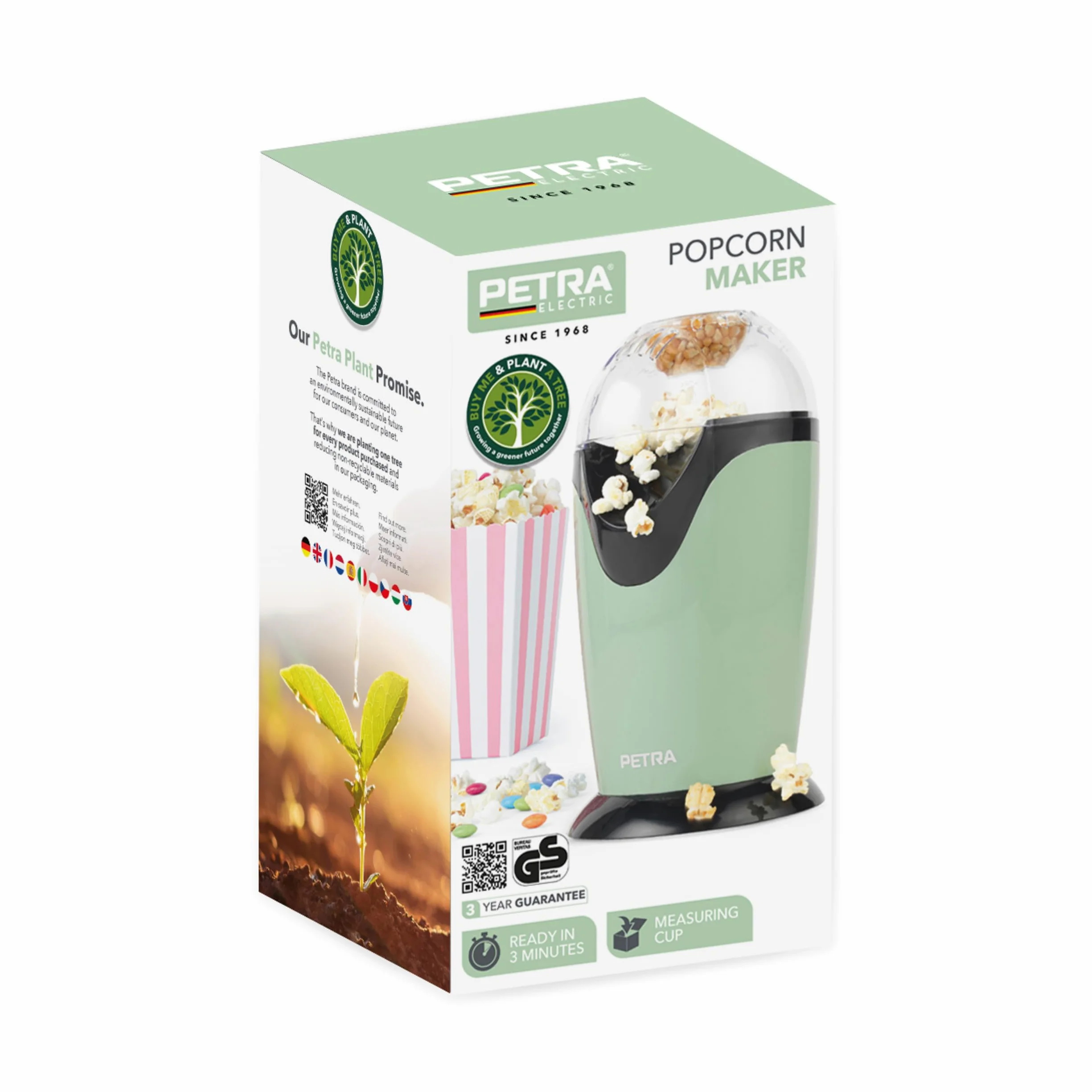 Petra PT0493GRVDEEU7 Elektryczna maszynka do popcornu 1200 W, bez oleju, zielona
