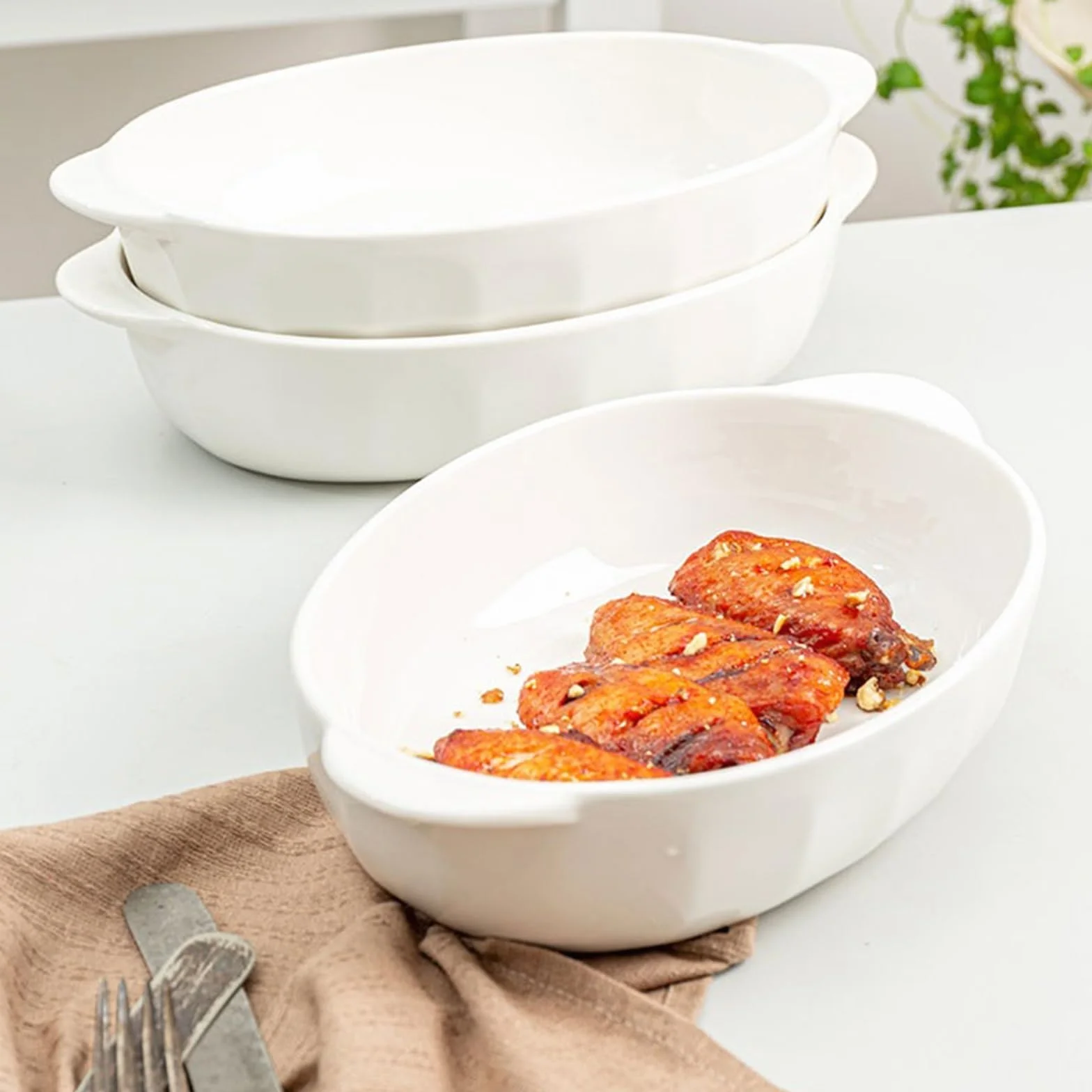 Podszkliwne ceramiczne podwójne uszy naczynia do pieczenia sera, owalne naczynie do pieczenia o dużej pojemności danie do pieczenia sera