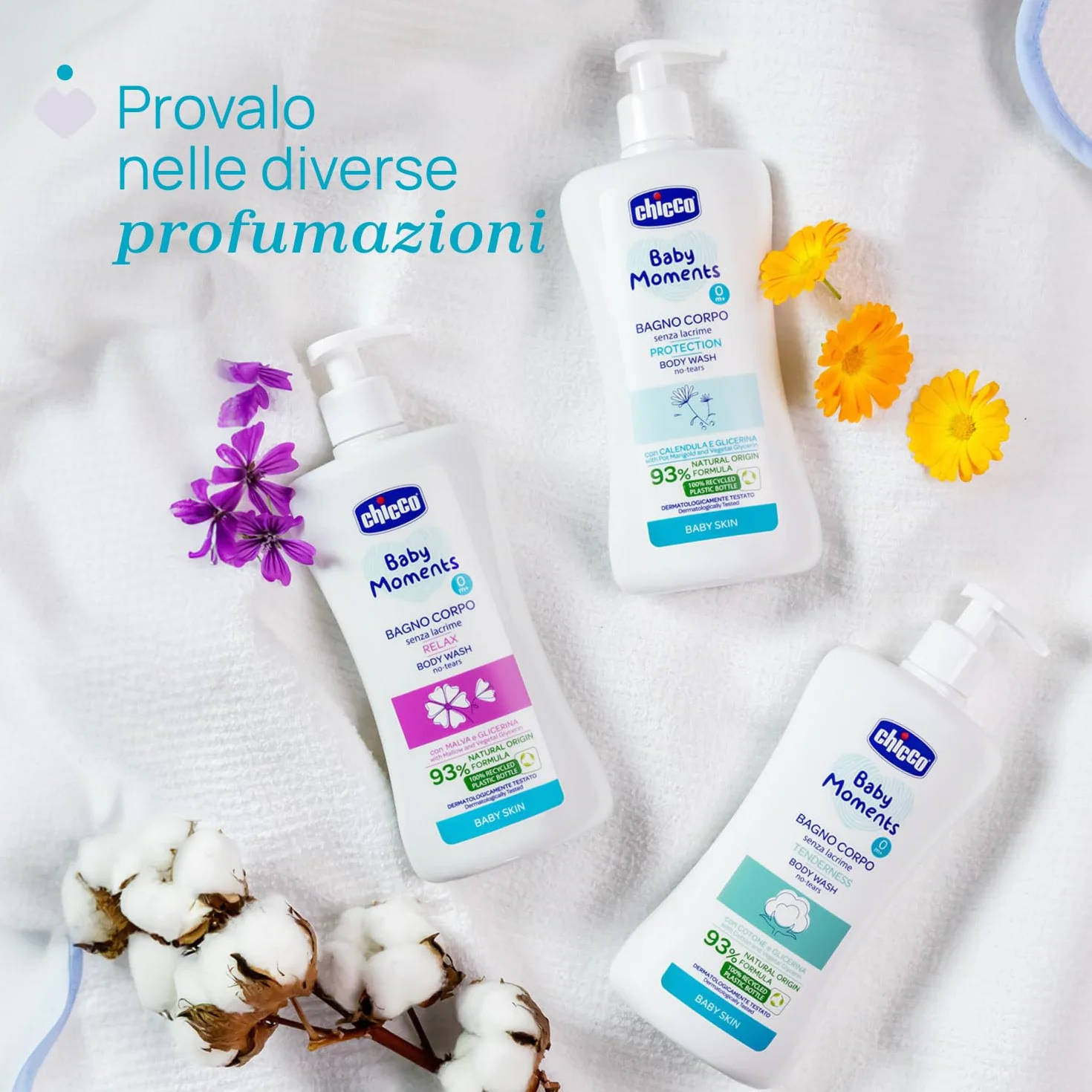 Chicco Baby Moments Kąpiel Ciało Relaks bez Łez, dla Skóry Wrażliwej o Naturalnej Formule, 0+ Miesięcy - 500 ml