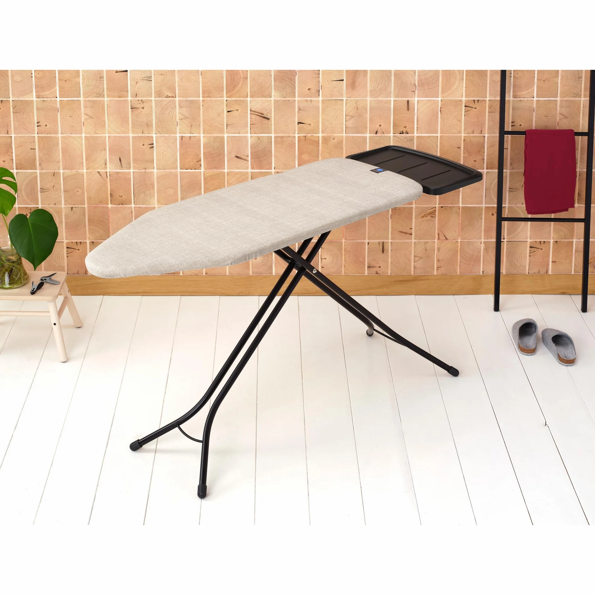 Brabantia Ironing Board C, 124x45cm - Denim Grey | 100% Fairtrade Cotton | Stable & Large Ironing Board | Foldable with Adjustable Height & Solid Steam Iron Rest | Fairtrade & C2C Certified