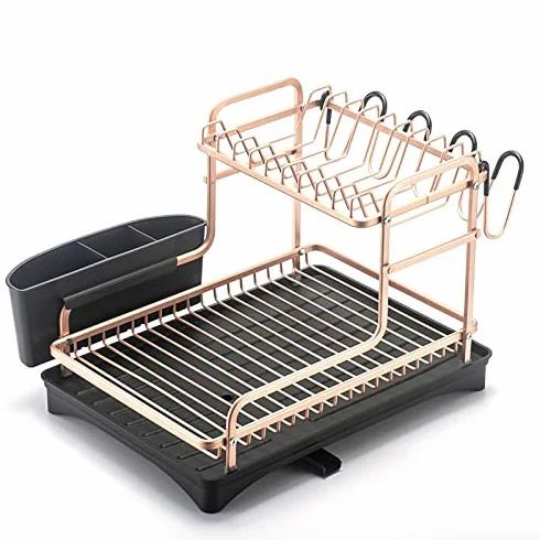 suszarka do naczyń 5 w 1 aluminiowa suszarka do naczyń kuchennych zlewozmywak ociekacz talerze miski organizer akcesoria sztućce kieliszki do wina półka do przechowywania suszarka do naczyń